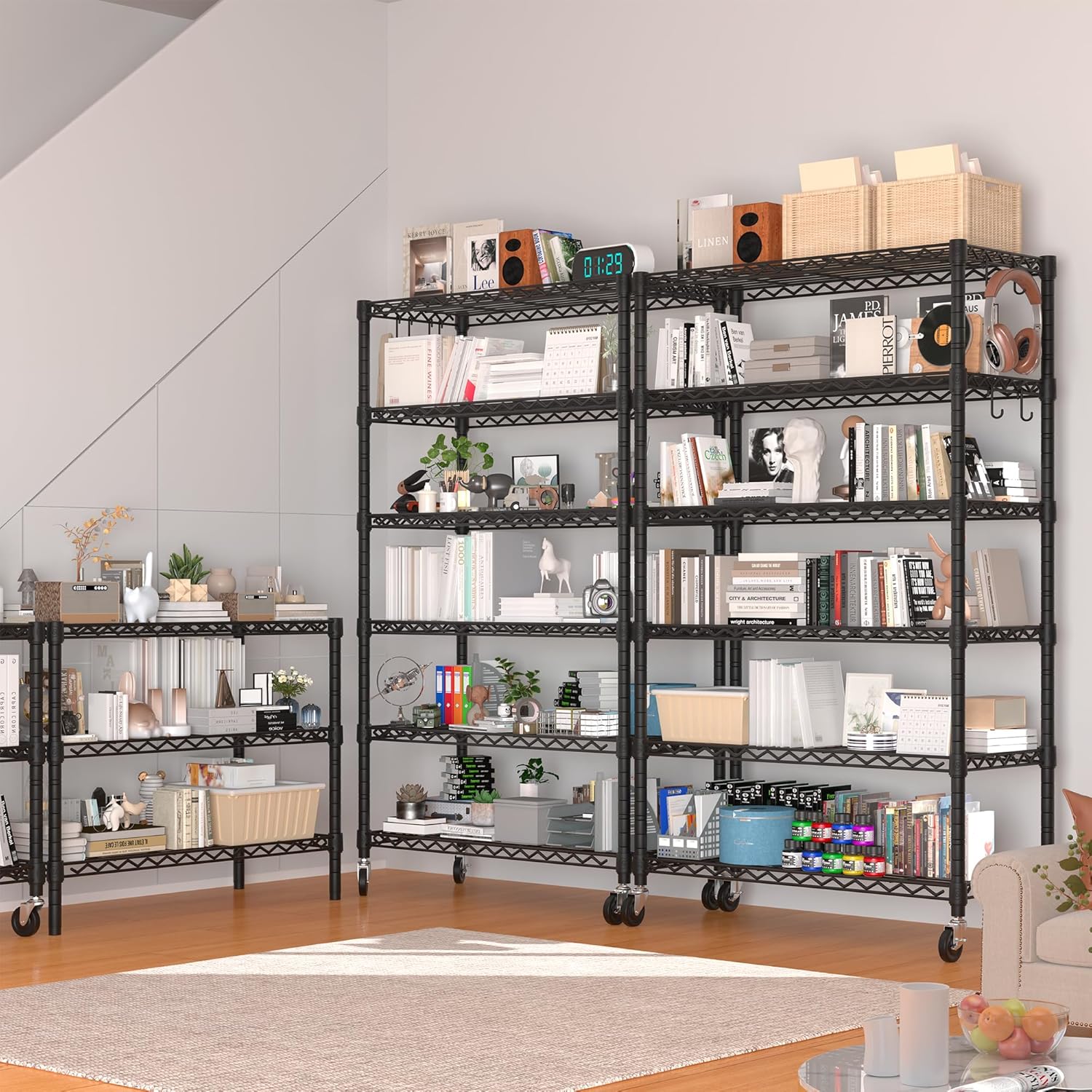 6-Tier Heavy Duty Wire Shelving with Wheels, Adjustable NSF-Certified Steel Storage Rack for Kitchen, Garage & Laundry, 36"W x 16"D x 79"H