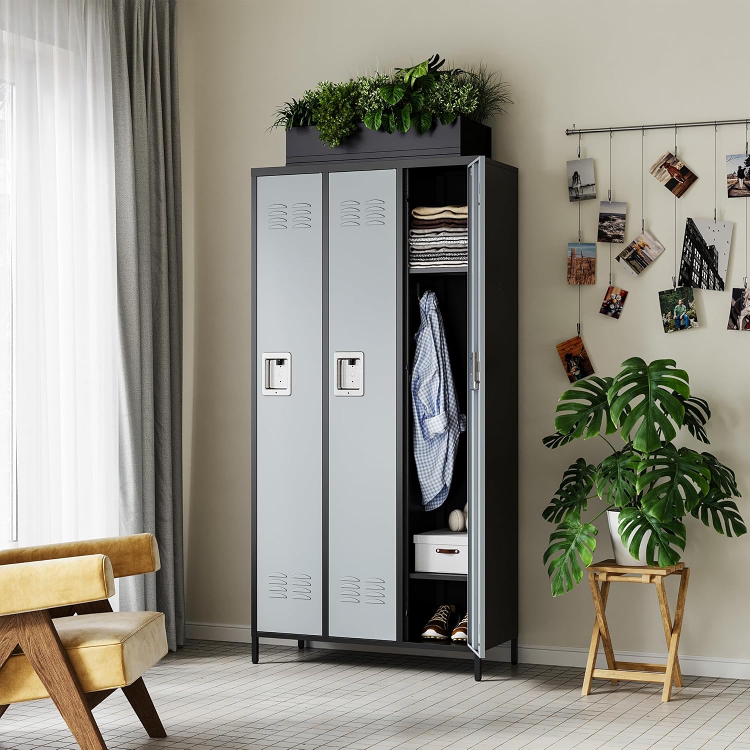 Metal Lockers for Employees-6 Door Storage Locker with Shelves and Lockable Steel Cabinet for School,Gym,Office,Staff (Gray, 6 Door)