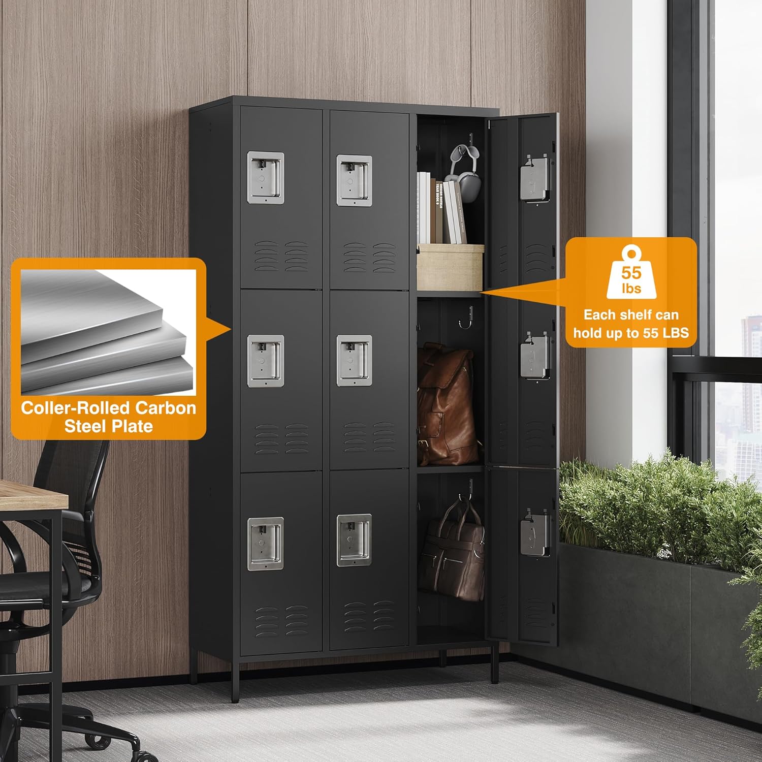 Metal Lockers for Employees-6 Door Storage Locker with Shelves and Lockable Steel Cabinet for School,Gym,Office,Staff (Gray, 6 Door)