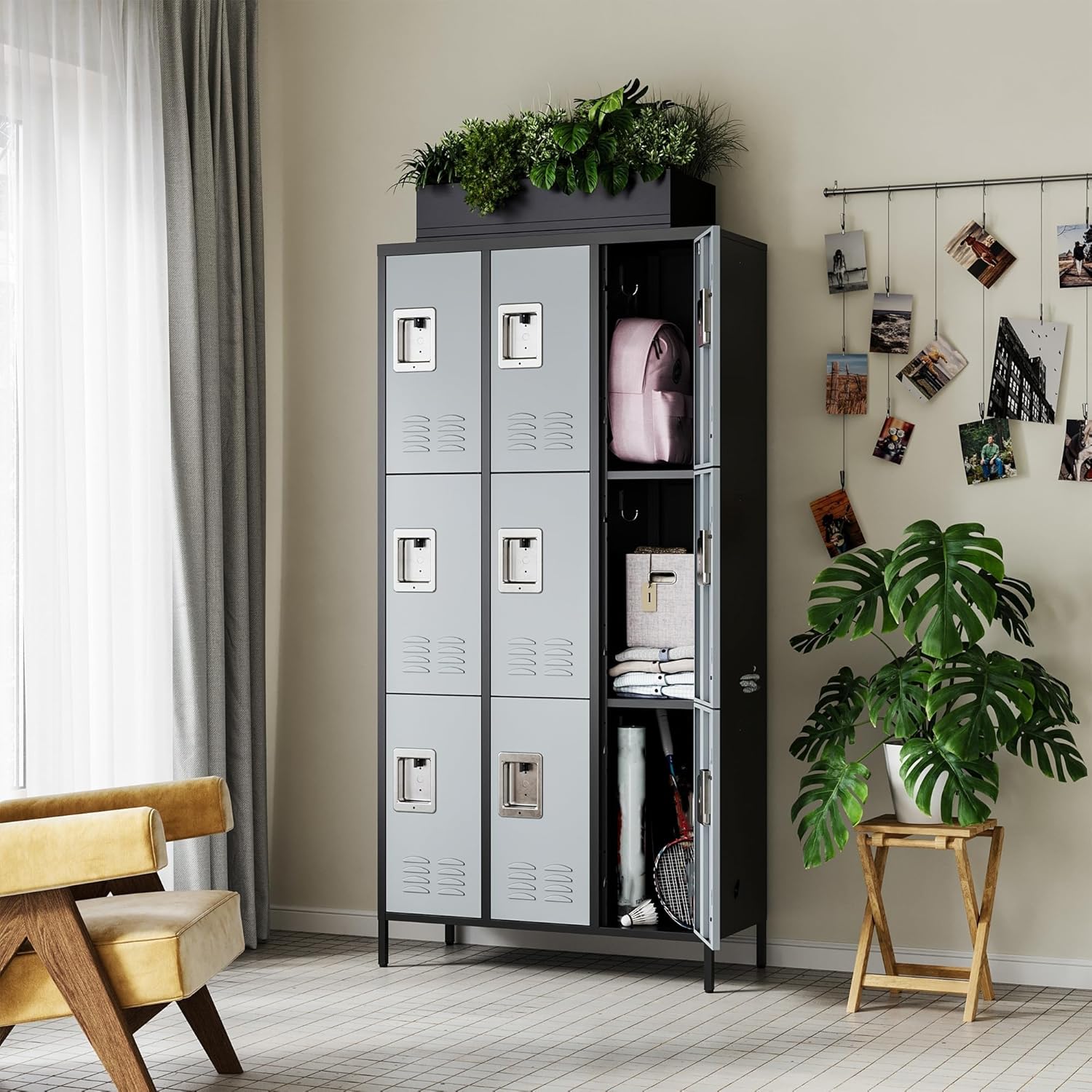 Metal Lockers for Employees-6 Door Storage Locker with Shelves and Lockable Steel Cabinet for School,Gym,Office,Staff (Gray, 6 Door)