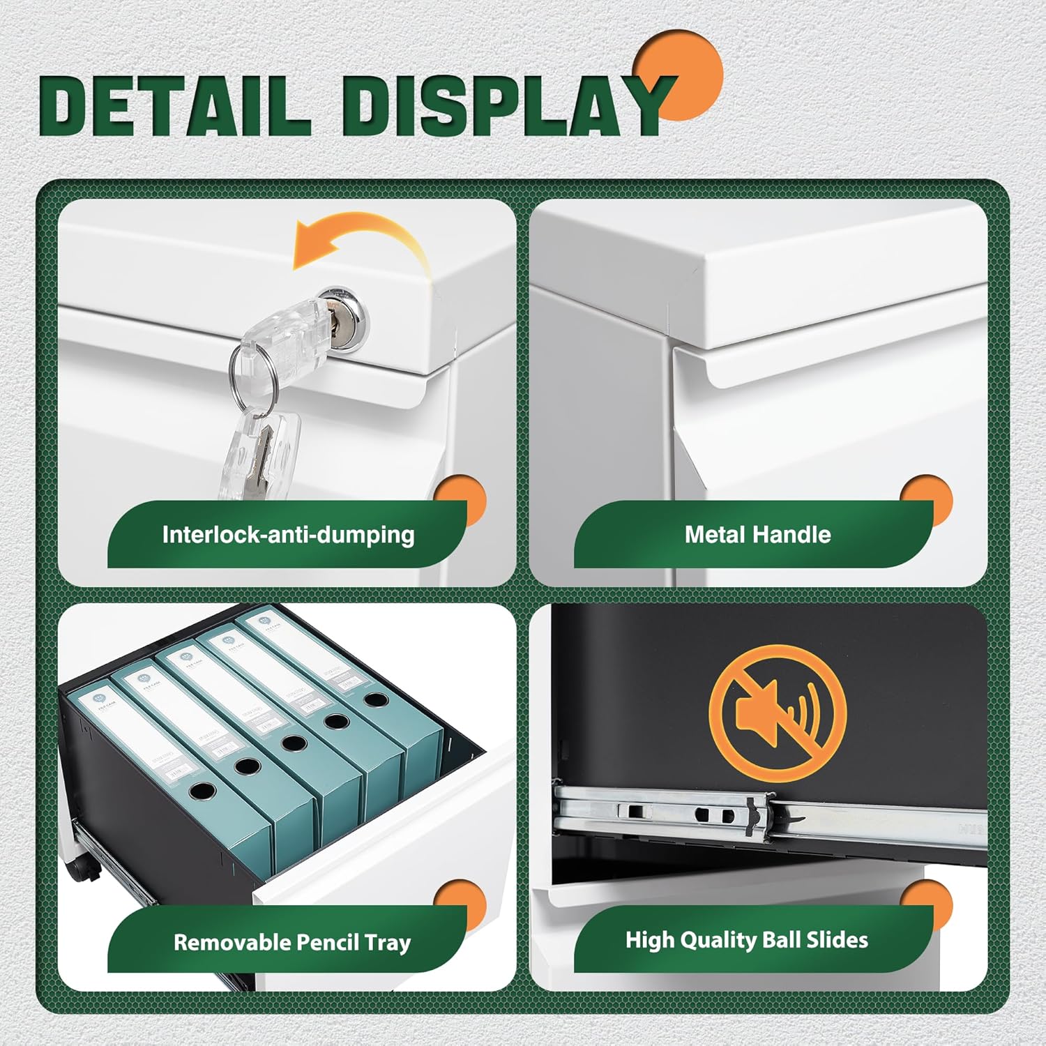 3 Drawer Mobile File Cabinet with Lock,Under Desk Metal Filing Cabinets for Home Office Organizer Letters/Legal/A4((Fully Assembled-Black)