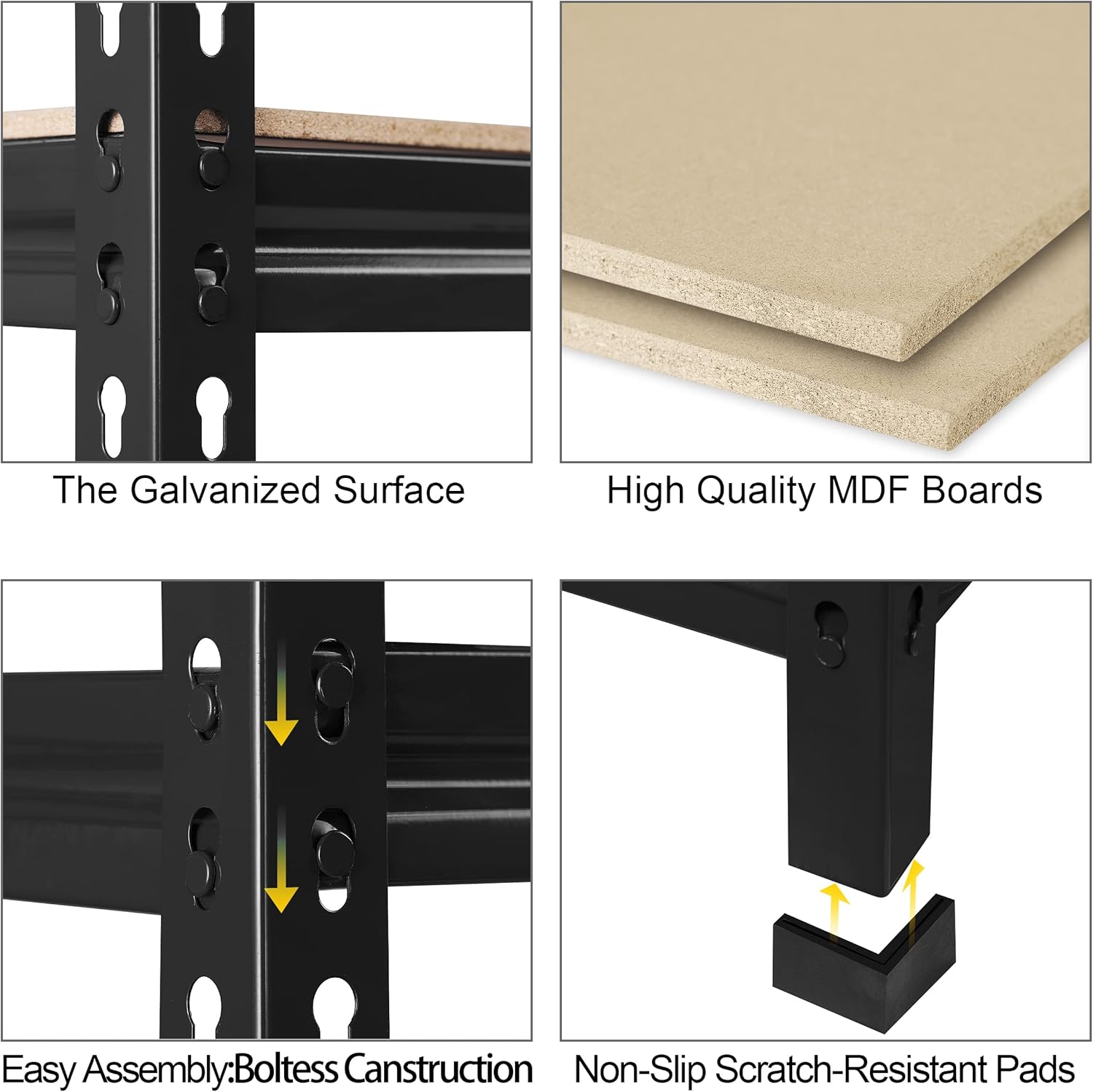 5-Tier Heavy Duty Metal Storage Shelves, Adjustable Utility Rack for Garage, Pantry & Closet, 28"W x 12"D x 59"H, Black