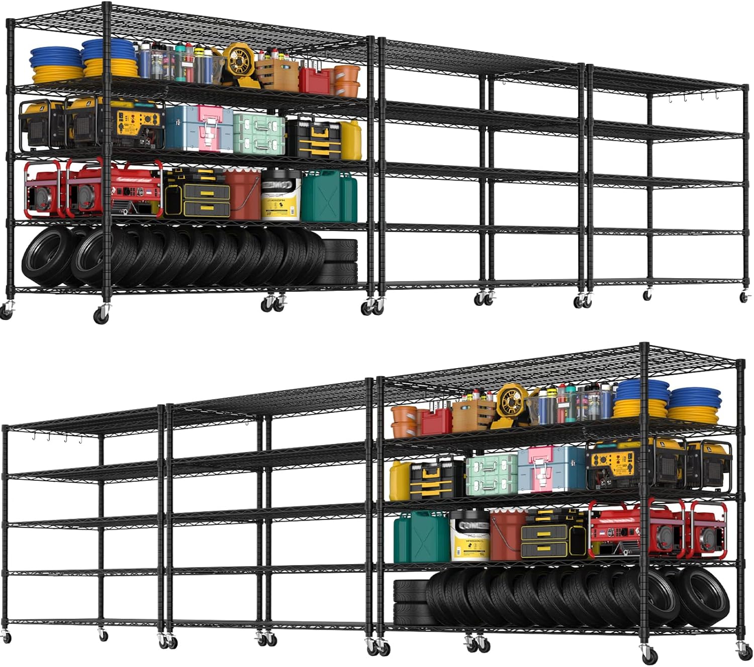 6-Tier Heavy Duty Wire Shelving with Wheels, Adjustable NSF-Certified Steel Storage Rack for Kitchen, Garage & Laundry, 36"W x 16"D x 79"H