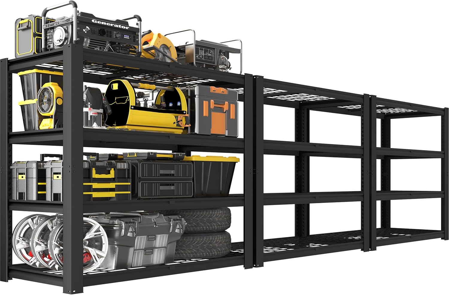 4-Tier Heavy Duty Wire Shelving Unit, Adjustable Garage Storage Rack for Warehouse, Basement & Pantry, 40"W x 20"D x 60"H, Black