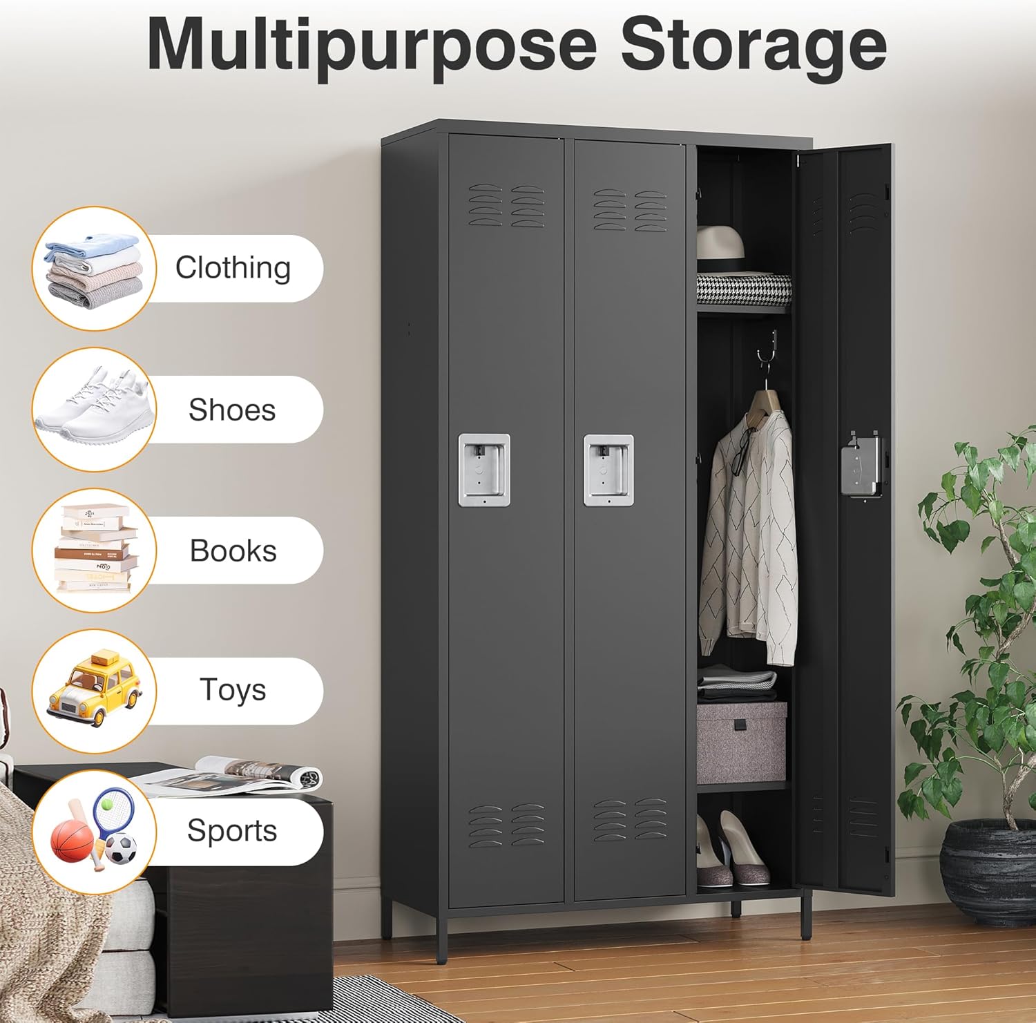 Metal Lockers for Employees-6 Door Storage Locker with Shelves and Lockable Steel Cabinet for School,Gym,Office,Staff (Gray, 6 Door)