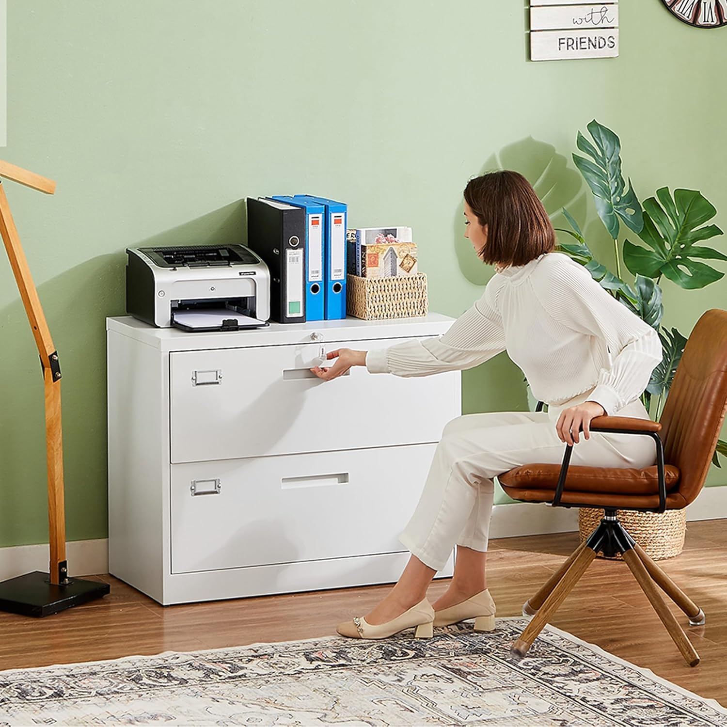 Metal Lateral File Cabinets with Lock,2 Drawer Steel Wide Filing Organization Storage Cabinets,Home Office Furniture for Hanging Files Letter/Legal/F4/A4 Size (Blcak-2 Drawer)