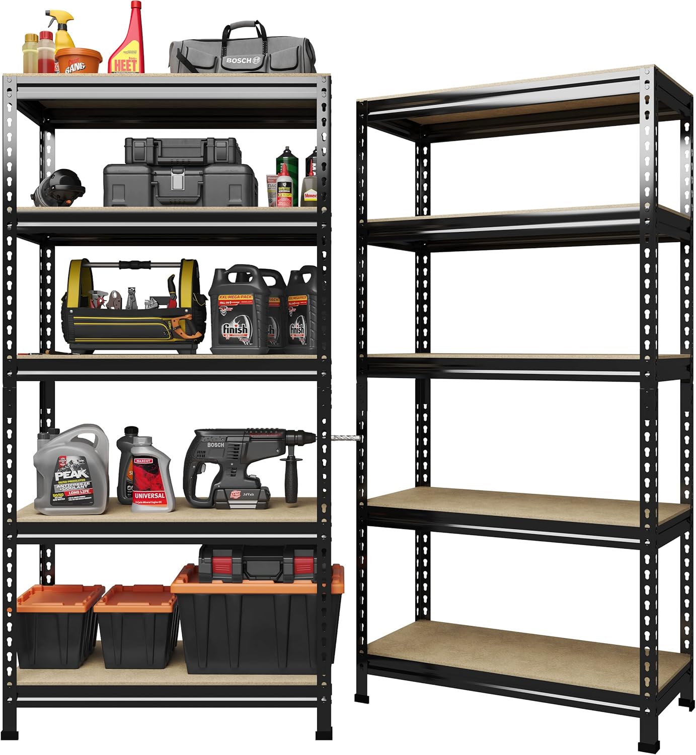 5-Tier Heavy Duty Metal Storage Shelves, Adjustable Utility Rack for Garage, Pantry & Closet, 28"W x 12"D x 59"H, Black
