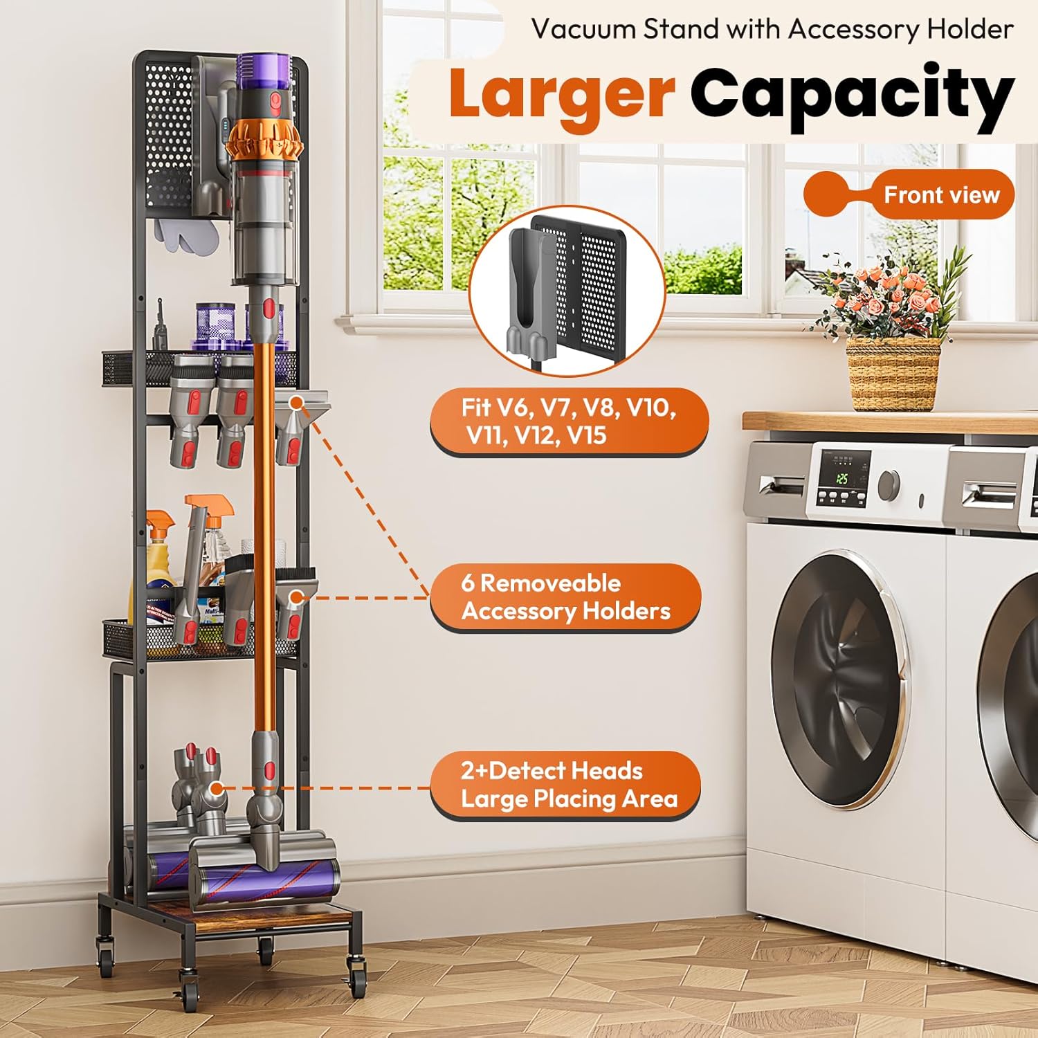 Vacuum Stand for Dyson and Broom Storage Cart