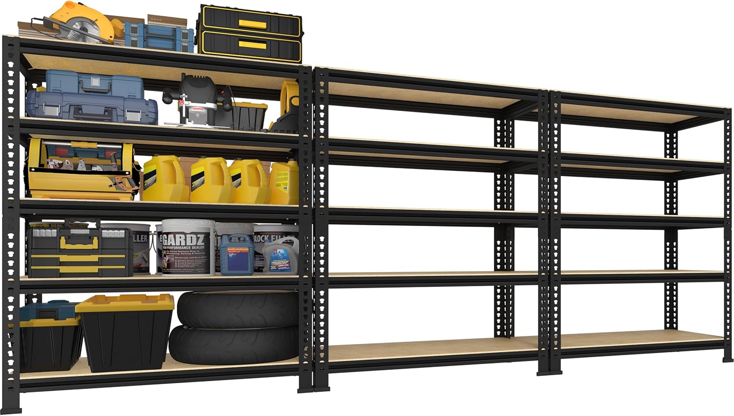 5-Tier Heavy Duty Metal Shelving Unit, Adjustable Garage Storage Rack for Warehouse & Pantry, 31.5"W x 16"D x 63"H, Black