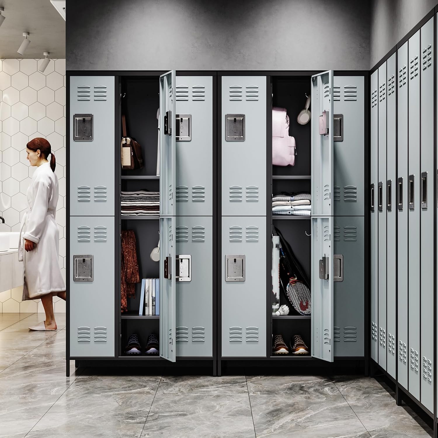 Metal Lockers for Employees-6 Door Storage Locker with Shelves and Lockable Steel Cabinet for School,Gym,Office,Staff (Gray, 6 Door)