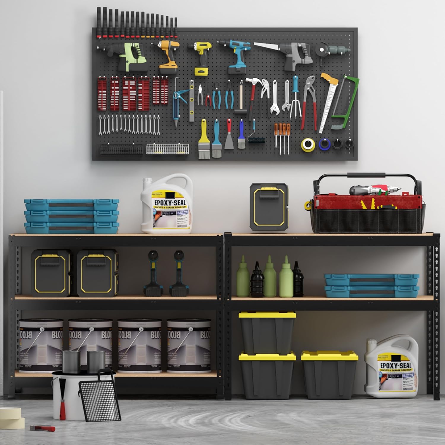 5-Tier Heavy Duty Metal Storage Shelving Unit, Adjustable Garage Utility Rack for Warehouse, Pantry & Closet, 47"W x 23.6"D x 71"H, Black