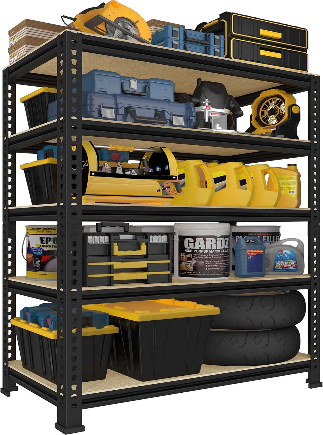 5-Tier Heavy Duty Metal Shelving Unit, Adjustable Garage Storage Rack for Warehouse & Pantry, 31.5"W x 16"D x 63"H, Black