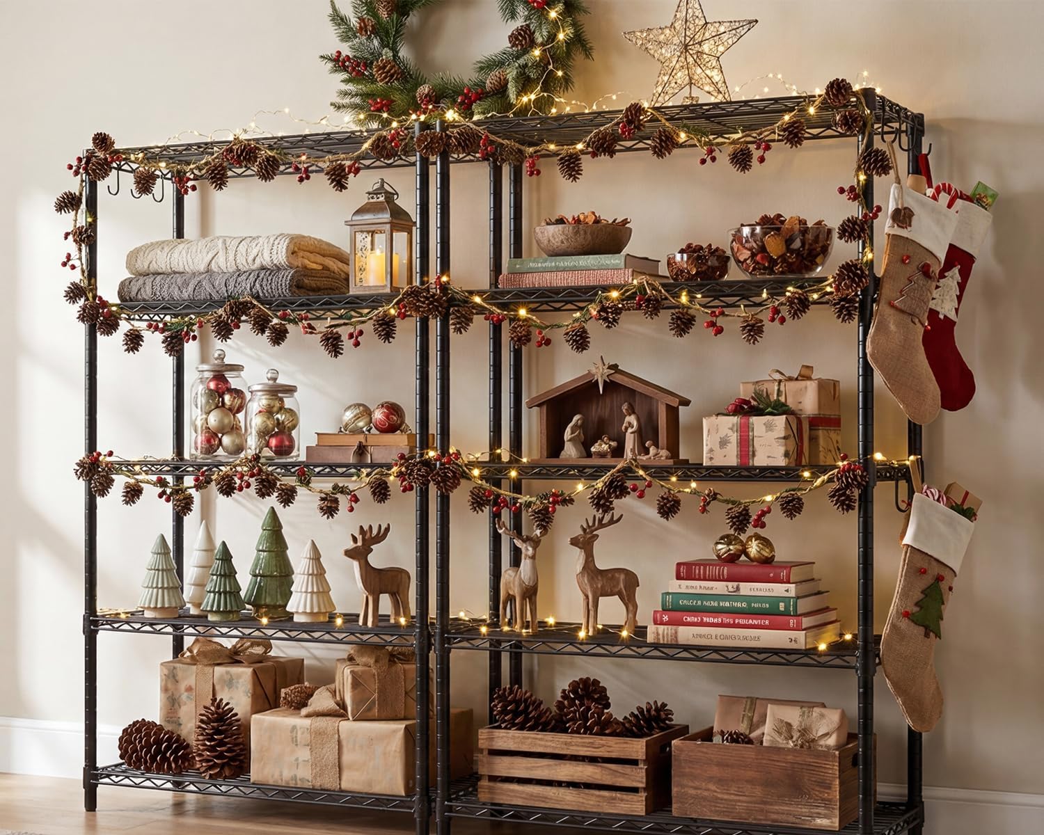 5-Tier Heavy Duty Wire Shelving Unit, Adjustable NSF-Certified Steel Storage Rack for Garage, Kitchen & Pantry, 35.5"W x 14"D x 72"H, Black