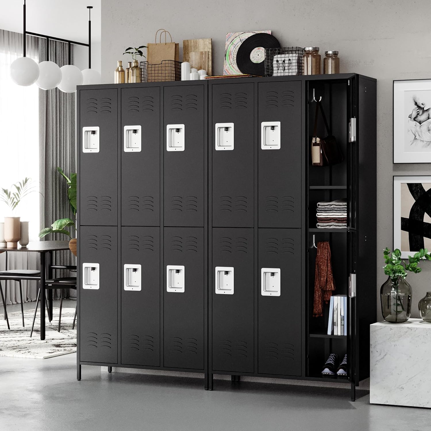 Metal Lockers for Employees-6 Door Storage Locker with Shelves and Lockable Steel Cabinet for School,Gym,Office,Staff (Gray, 6 Door)