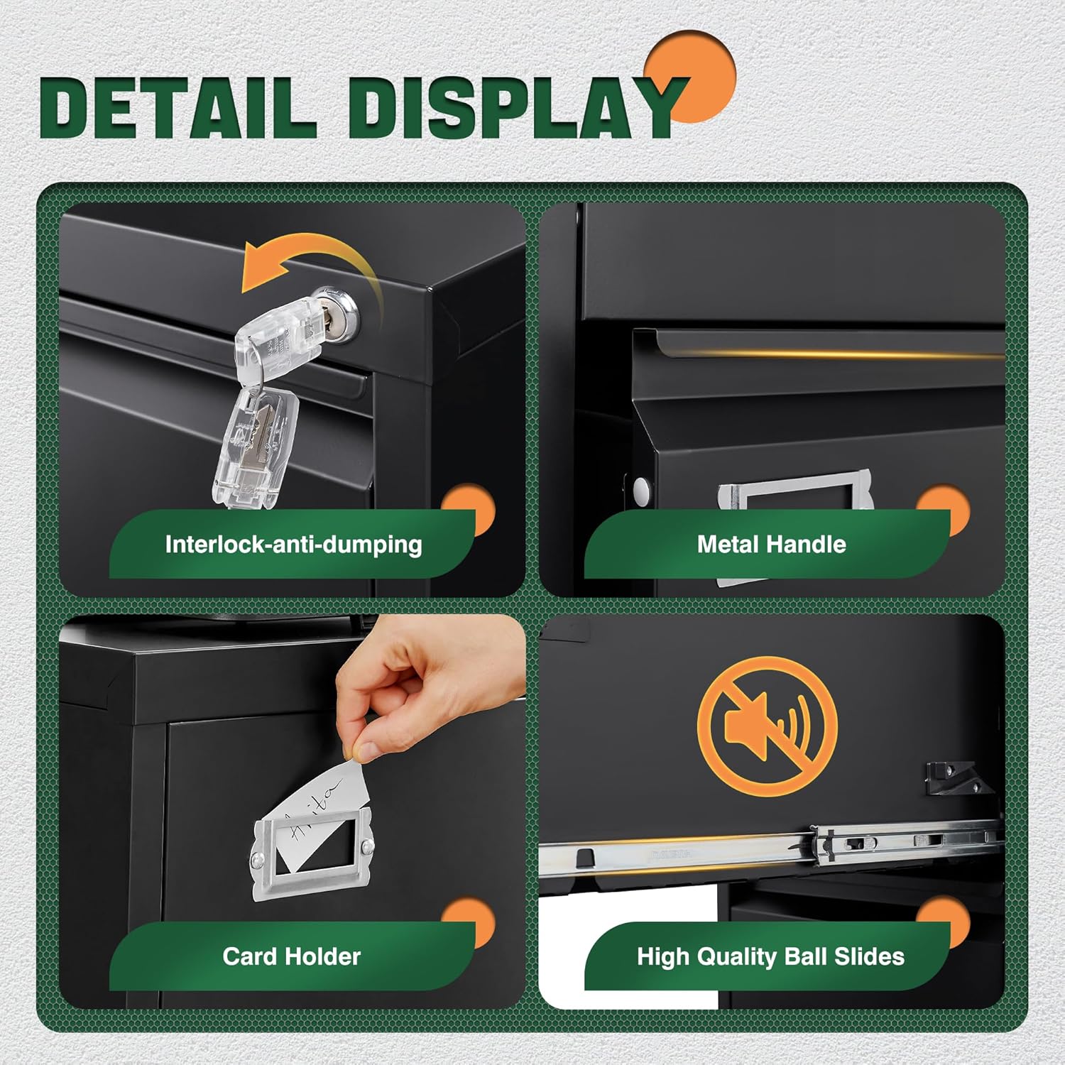 2 Drawer File Cabinet with Lock,Metal Office Small Filing Cabinets for Home Office,Storage Letter,Black-Easy Assemble