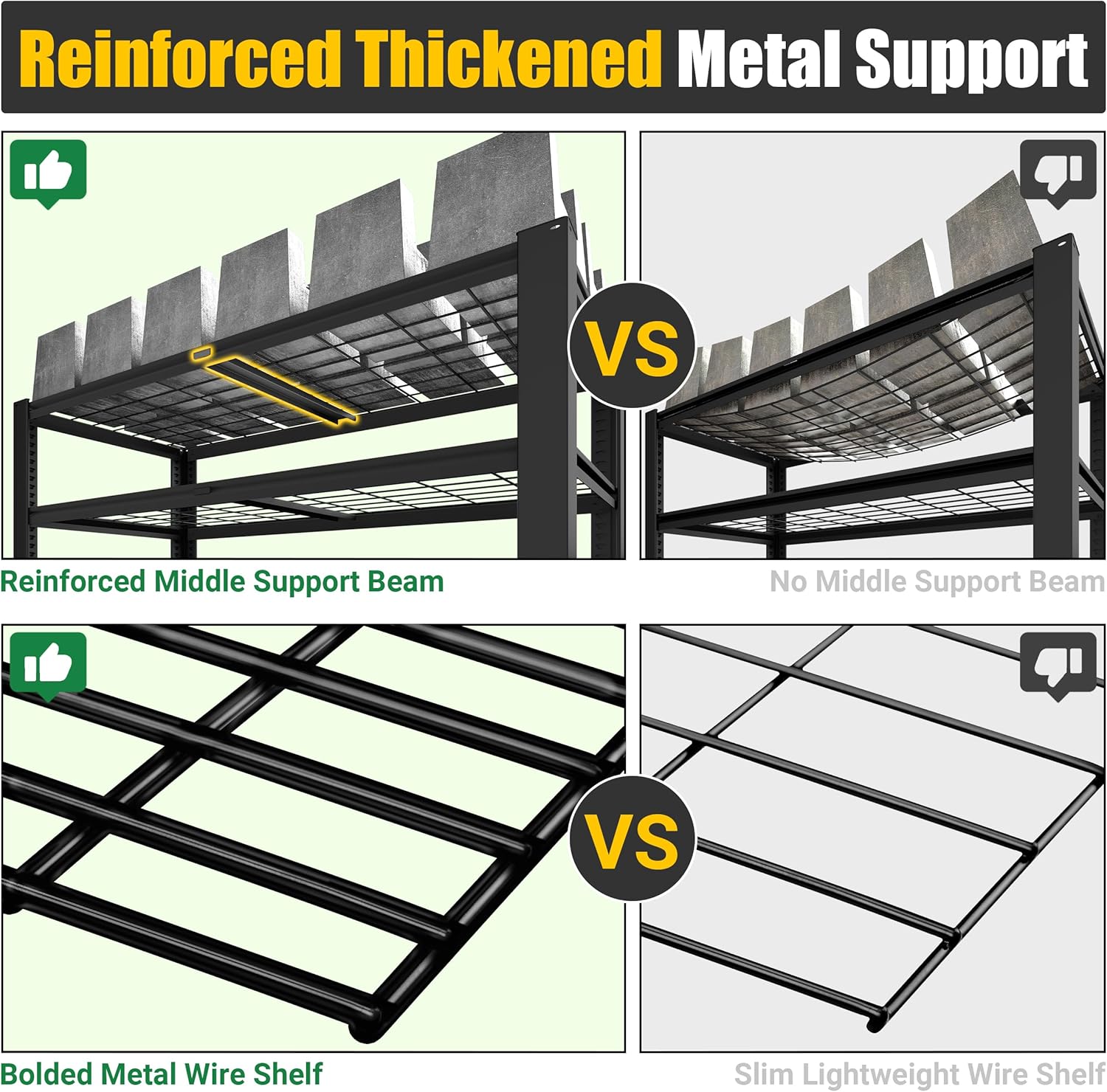 4-Tier Heavy Duty Wire Shelving Unit, Adjustable Garage Storage Rack for Warehouse, Basement & Pantry, 40"W x 20"D x 60"H, Black