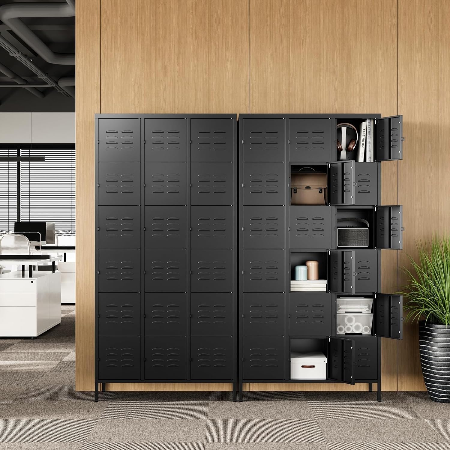 Metal Lockers for Employees-6 Door Storage Locker with Shelves and Lockable Steel Cabinet for School,Gym,Office,Staff (Gray, 6 Door)