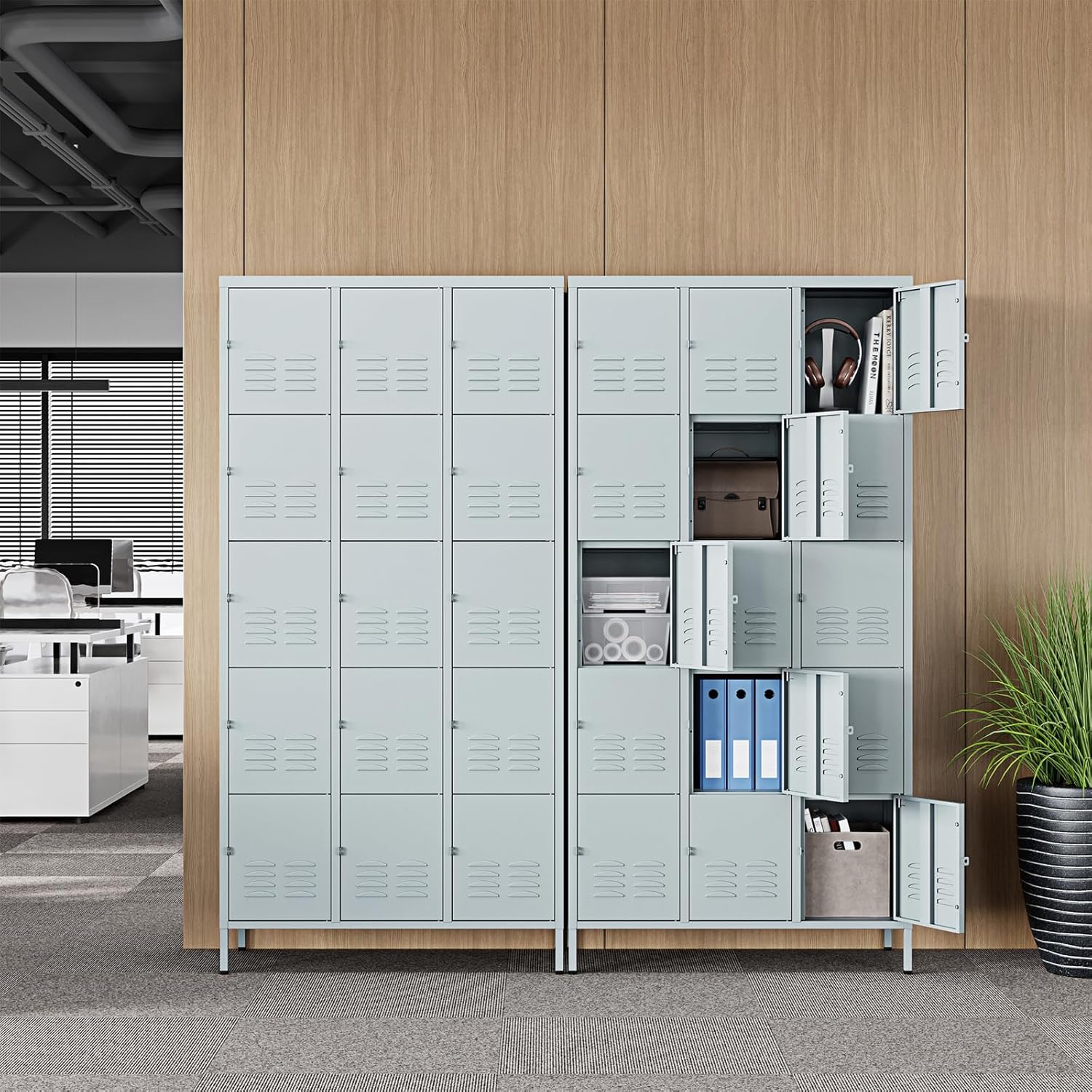 Metal Lockers for Employees-6 Door Storage Locker with Shelves and Lockable Steel Cabinet for School,Gym,Office,Staff (Gray, 6 Door)