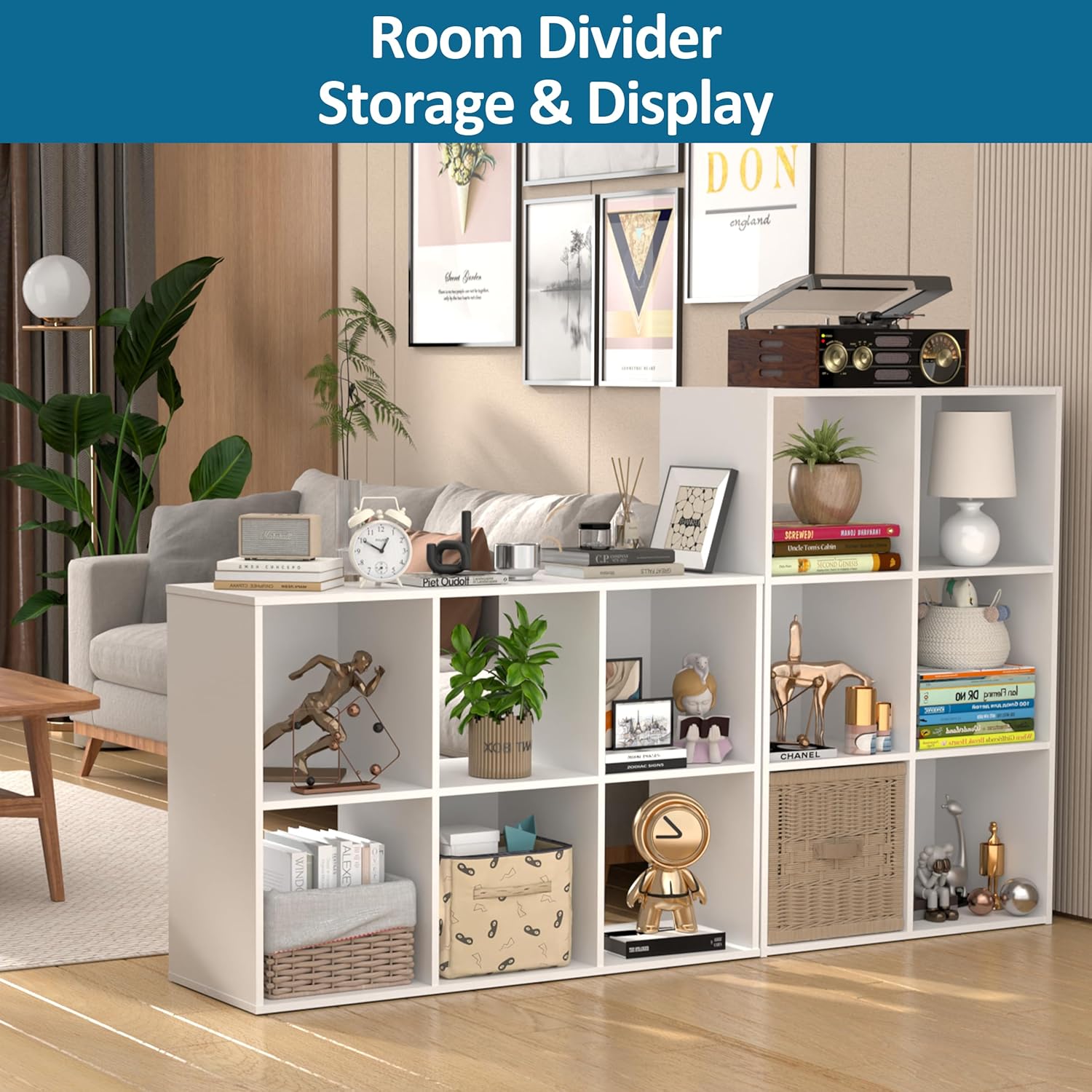 Stackable 6-Cube Storage Organizer, Wooden Open Cubby Shelf for Closet, Bedroom & Toy Storage, White