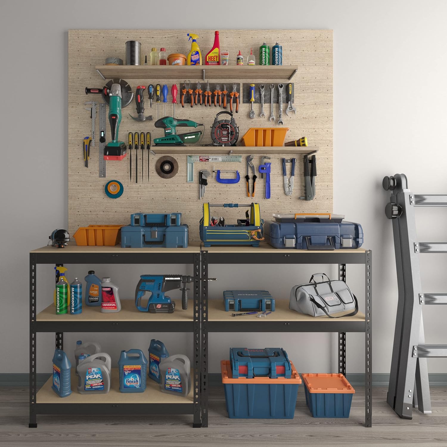 Adjustable Heavy Duty Metal Shelving Unit for Garage, Pantry & Basement Storage, 48"W x 24"D x 72"H, Black