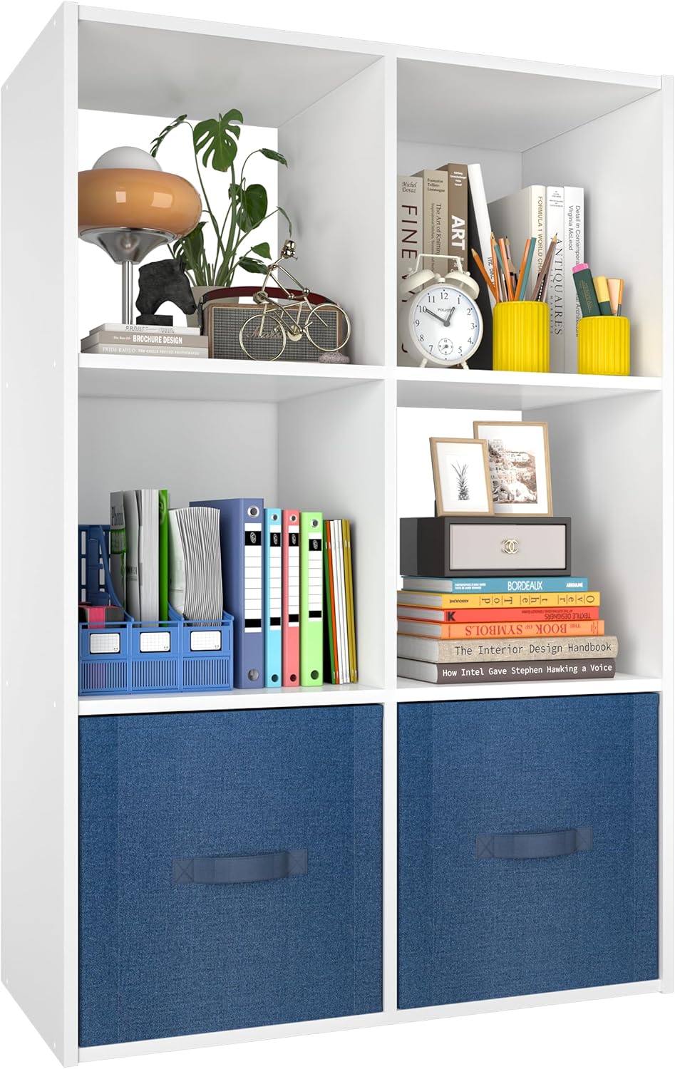 Stackable 6-Cube Storage Organizer, Wooden Open Cubby Shelf for Closet, Bedroom & Toy Storage, White