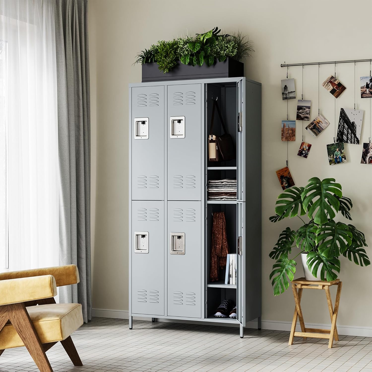 Metal Lockers for Employees-6 Door Storage Locker with Shelves and Lockable Steel Cabinet for School,Gym,Office,Staff (Gray, 6 Door)