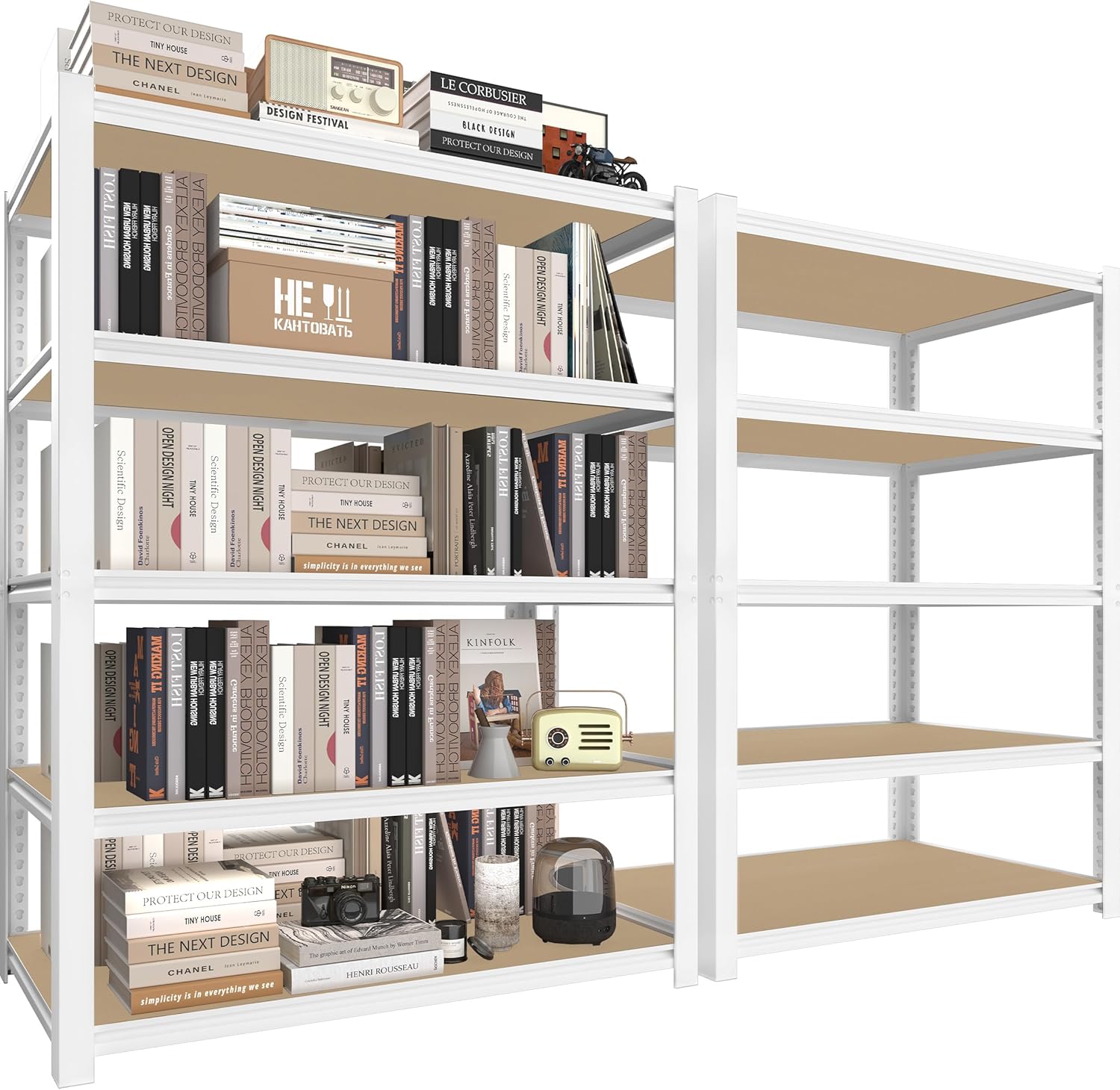 5-Tier Adjustable Bookshelf, Modern Open Storage Shelf for Living Room, Bedroom & Office, 27.6"W x 11.8"D x 59.8"H, White