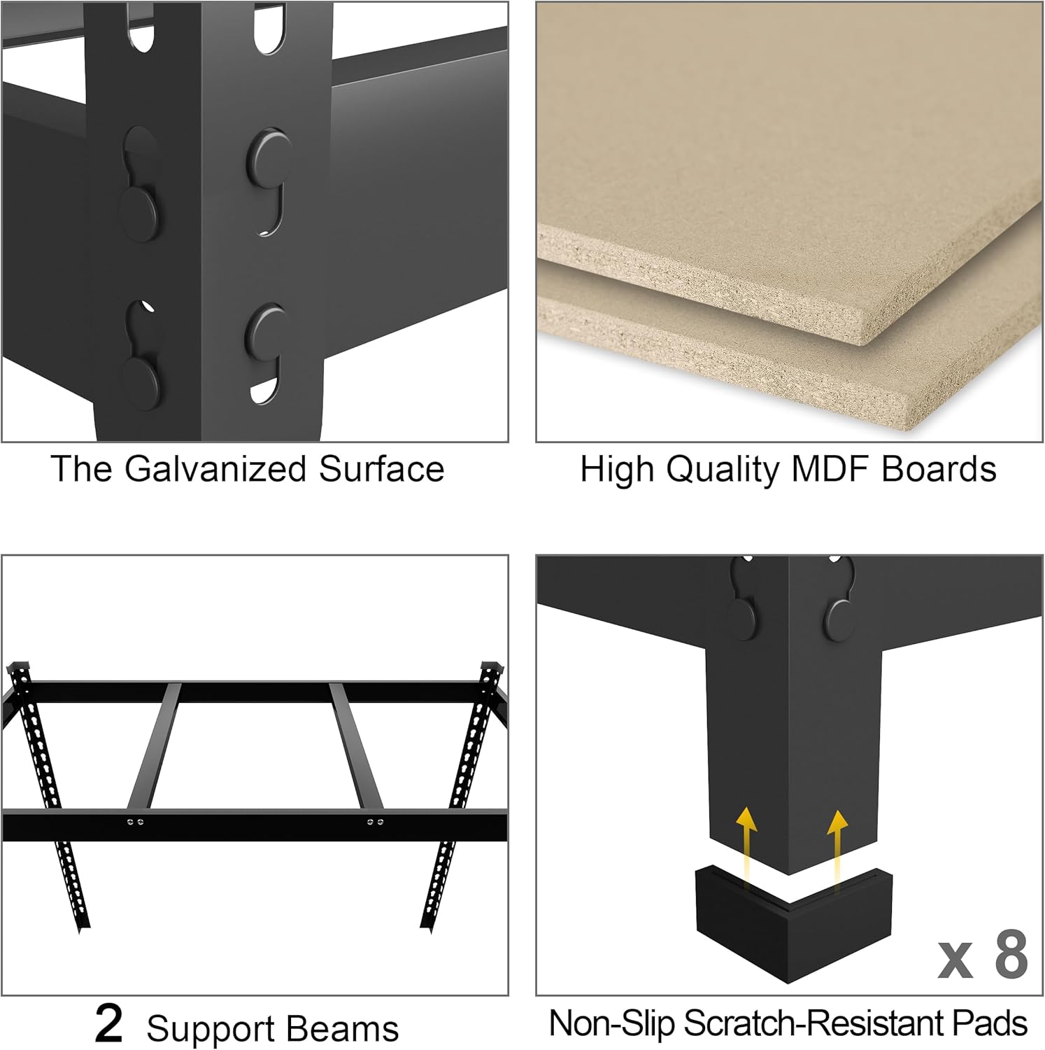 5-Tier Heavy Duty Metal Storage Shelving Unit, Adjustable Garage Utility Rack for Warehouse, Pantry & Closet, 47"W x 23.6"D x 71"H, Black