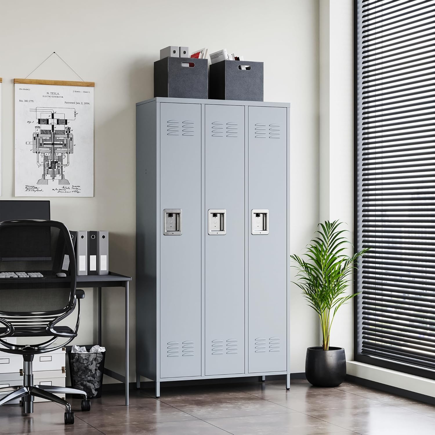 Metal Lockers for Employees-6 Door Storage Locker with Shelves and Lockable Steel Cabinet for School,Gym,Office,Staff (Gray, 6 Door)