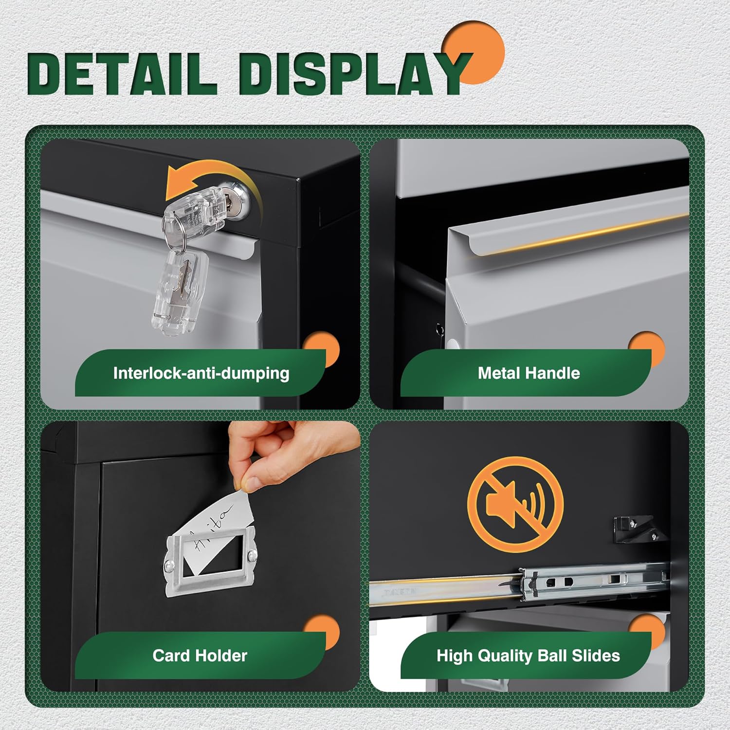 2 Drawer File Cabinet with Lock,Metal Office Small Filing Cabinets for Home Office,Storage Letter,Black-Easy Assemble