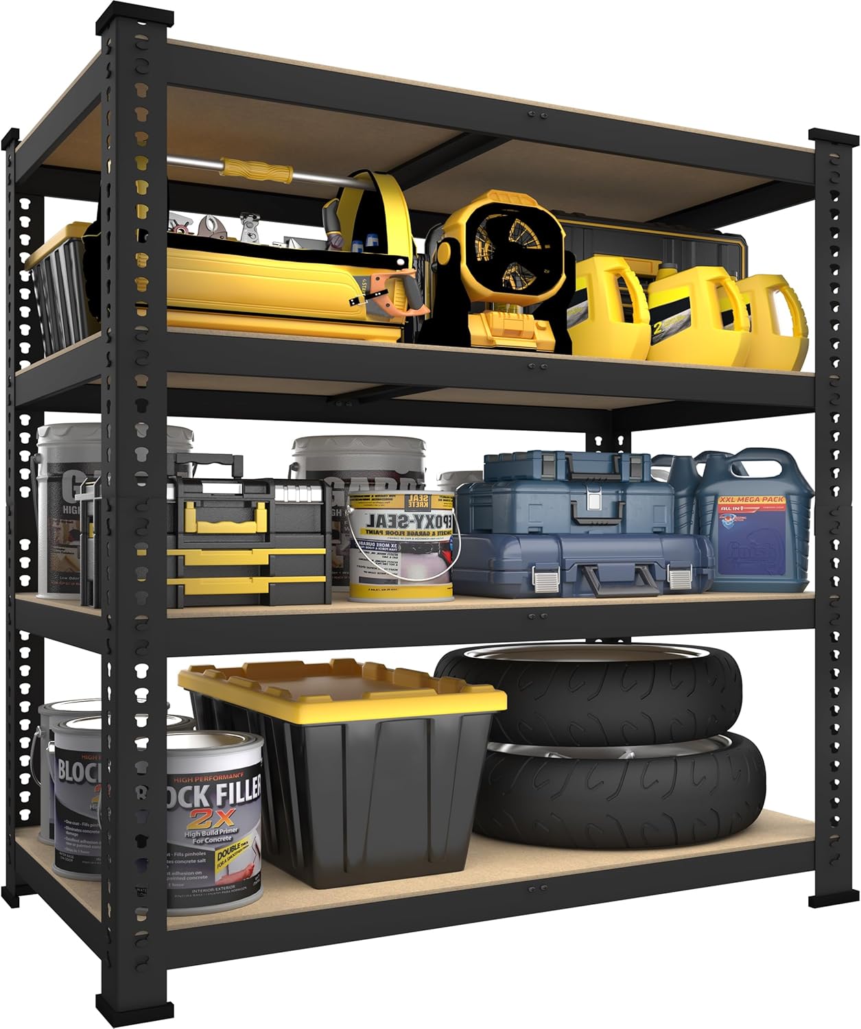 5-Tier Heavy Duty Metal Storage Shelving Unit, Adjustable Garage Utility Rack for Warehouse, Pantry & Closet, 47"W x 23.6"D x 71"H, Black