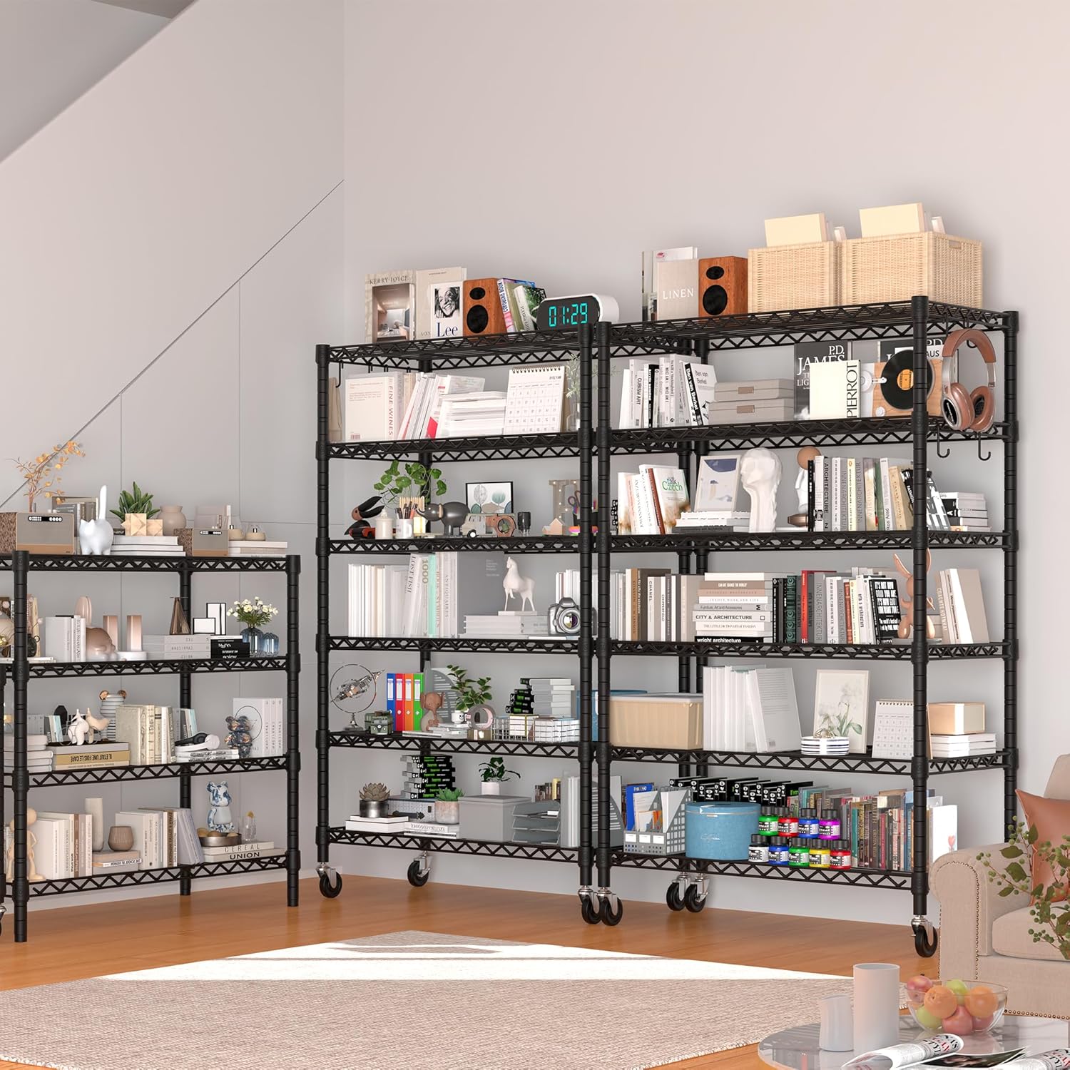 5-Tier Heavy Duty Wire Shelving with Wheels, Adjustable NSF-Certified Rolling Storage Rack for Kitchen, Garage & Laundry, 36"W x 14"D x 74"H