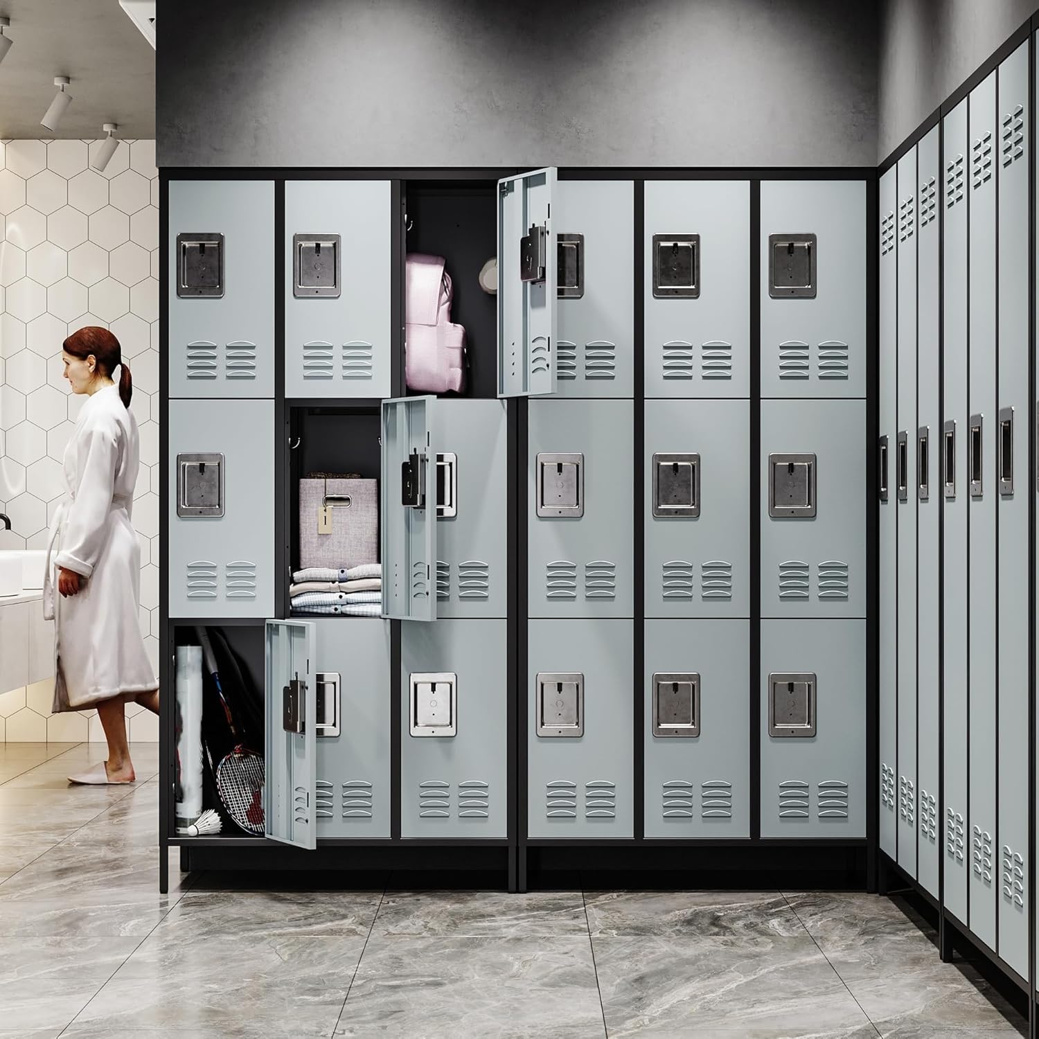 Metal Lockers for Employees-6 Door Storage Locker with Shelves and Lockable Steel Cabinet for School,Gym,Office,Staff (Gray, 6 Door)