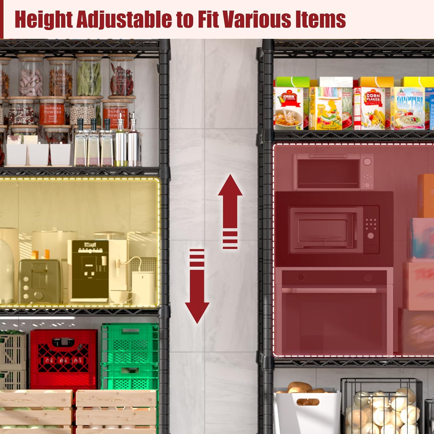 5-Tier Heavy Duty Wire Shelving Unit, Adjustable NSF-Certified Steel Storage Rack for Garage, Kitchen & Pantry, 35.5"W x 14"D x 72"H, Black