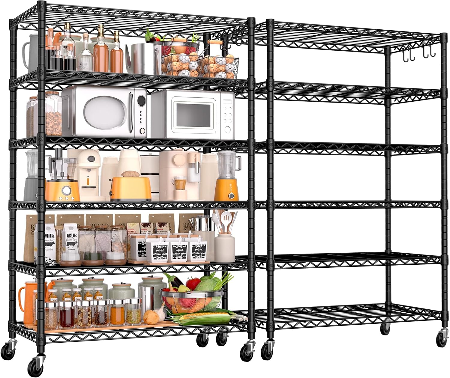 5-Tier Heavy Duty Wire Shelving with Wheels, Adjustable NSF-Certified Rolling Storage Rack for Kitchen, Garage & Laundry, 36"W x 14"D x 74"H