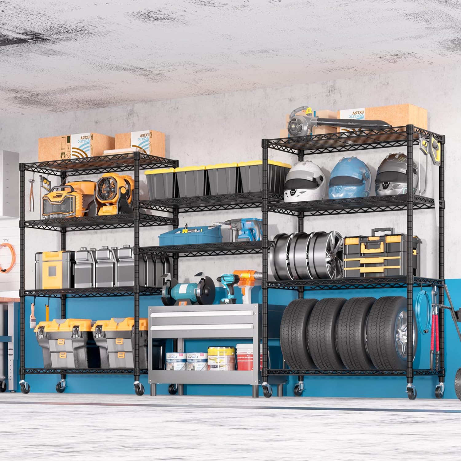 5-Tier Heavy Duty Wire Shelving Unit, Adjustable NSF-Certified Steel Storage Rack for Garage, Kitchen & Pantry, 35.5"W x 14"D x 72"H, Black