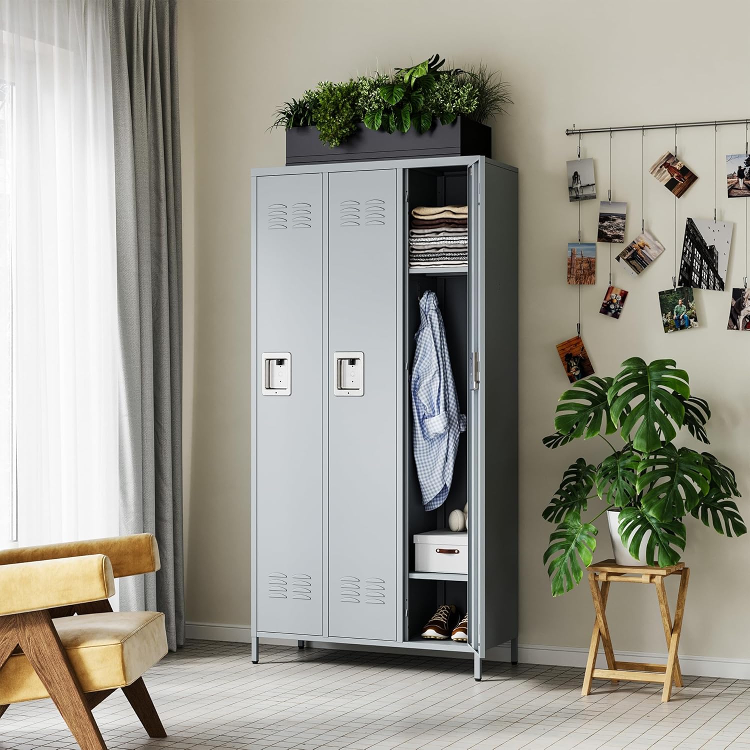 Metal Lockers for Employees-6 Door Storage Locker with Shelves and Lockable Steel Cabinet for School,Gym,Office,Staff (Gray, 6 Door)
