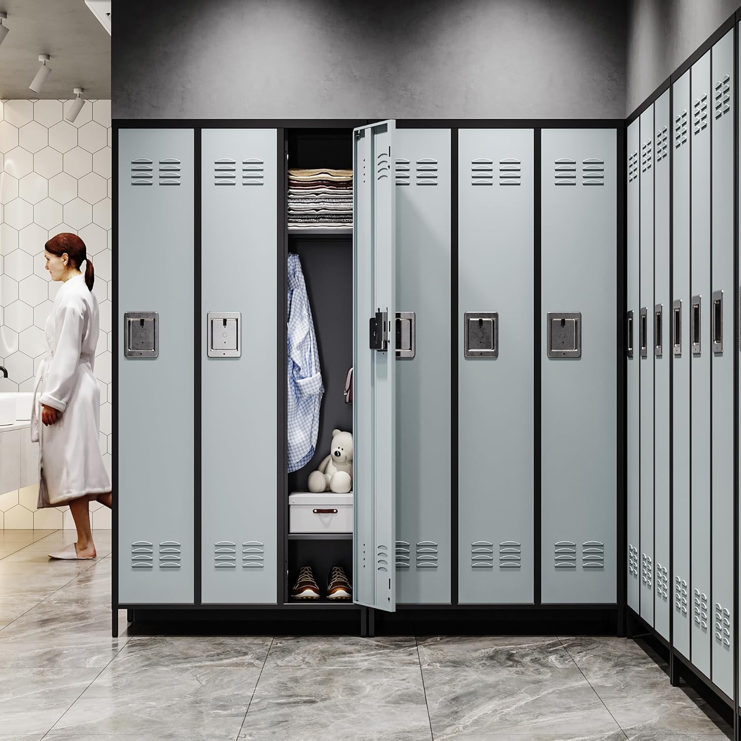 Metal Lockers for Employees-6 Door Storage Locker with Shelves and Lockable Steel Cabinet for School,Gym,Office,Staff (Gray, 6 Door)