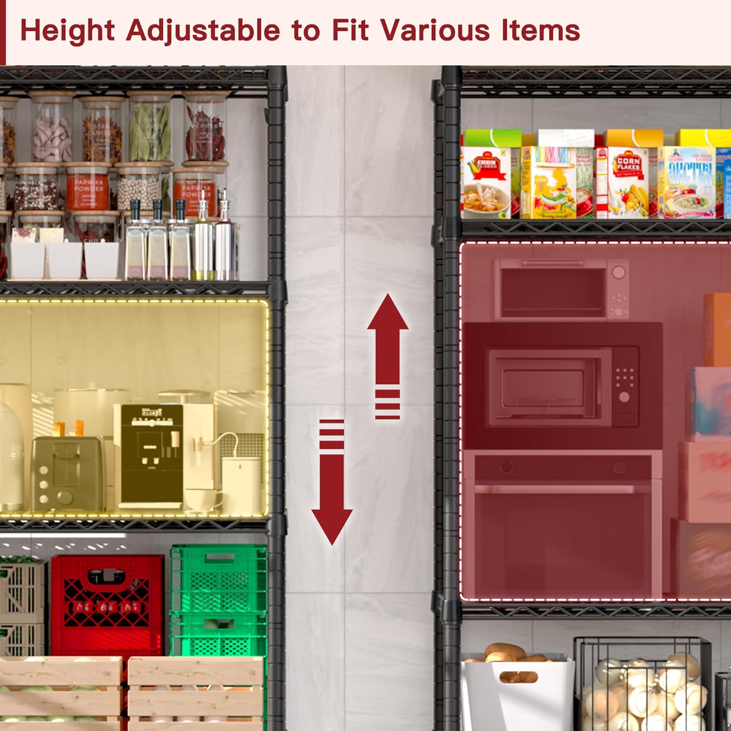 5-Tier Heavy Duty Wire Shelving Unit, Adjustable NSF-Certified Steel Storage Rack for Garage, Kitchen & Pantry, 35.5"W x 14"D x 72"H, Black