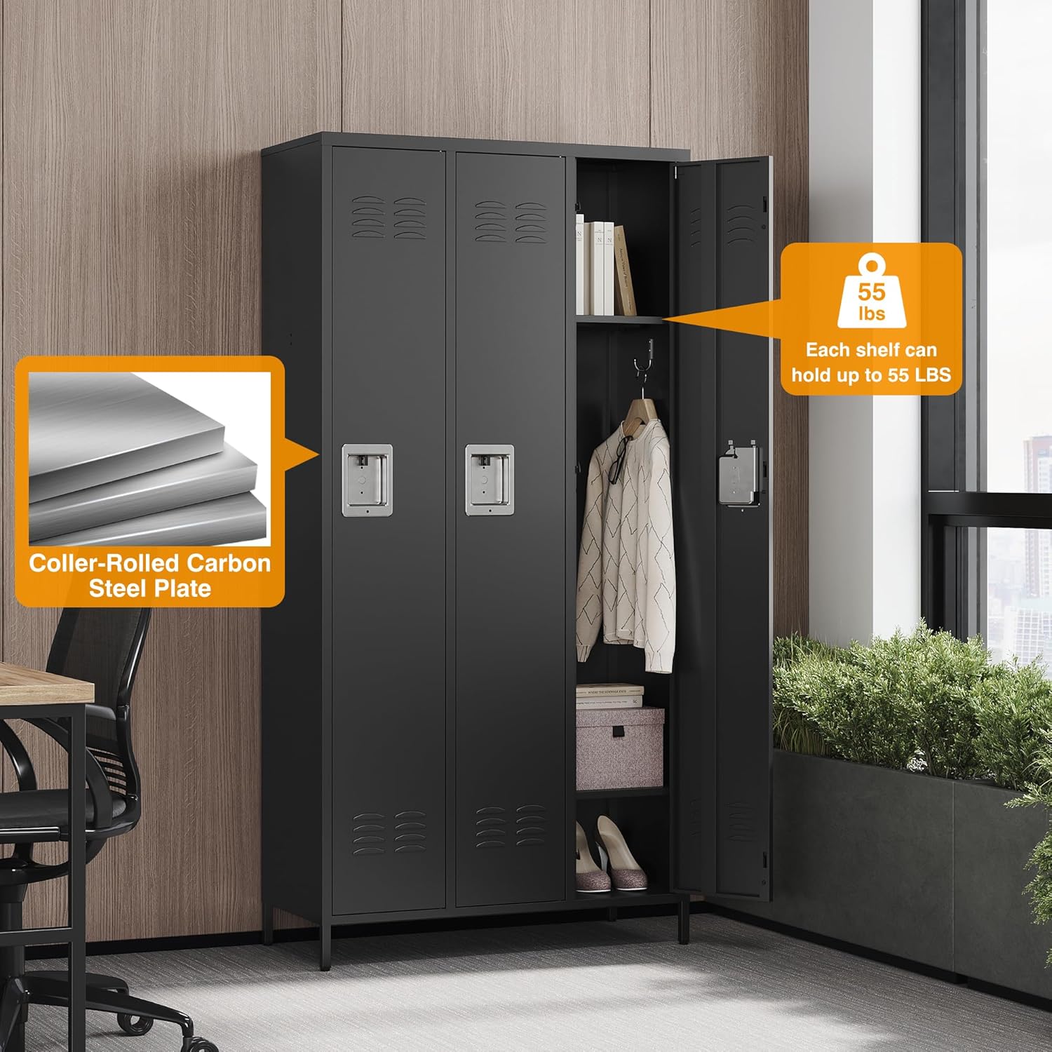 Metal Lockers for Employees-6 Door Storage Locker with Shelves and Lockable Steel Cabinet for School,Gym,Office,Staff (Gray, 6 Door)