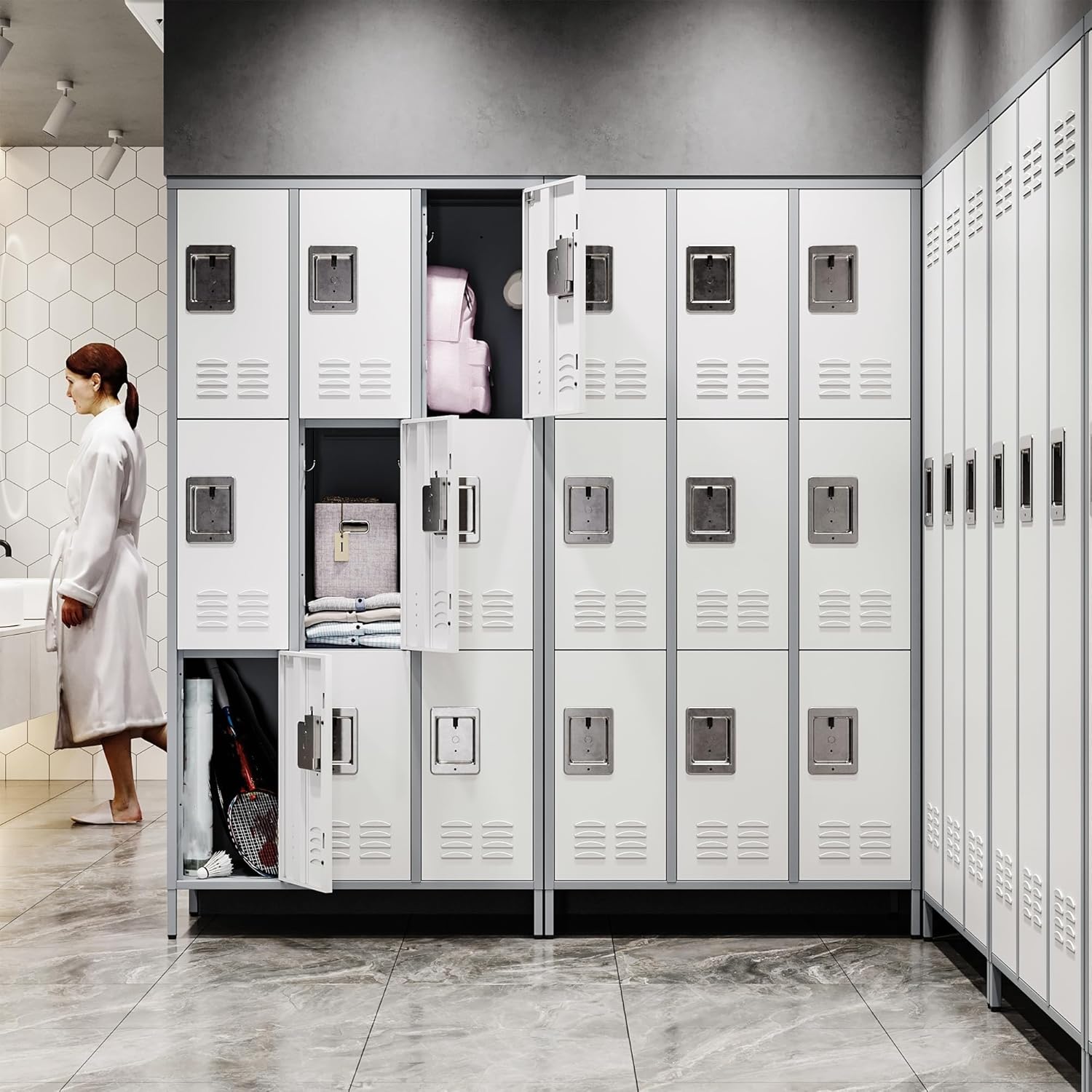 Metal Lockers for Employees-6 Door Storage Locker with Shelves and Lockable Steel Cabinet for School,Gym,Office,Staff (Gray, 6 Door)