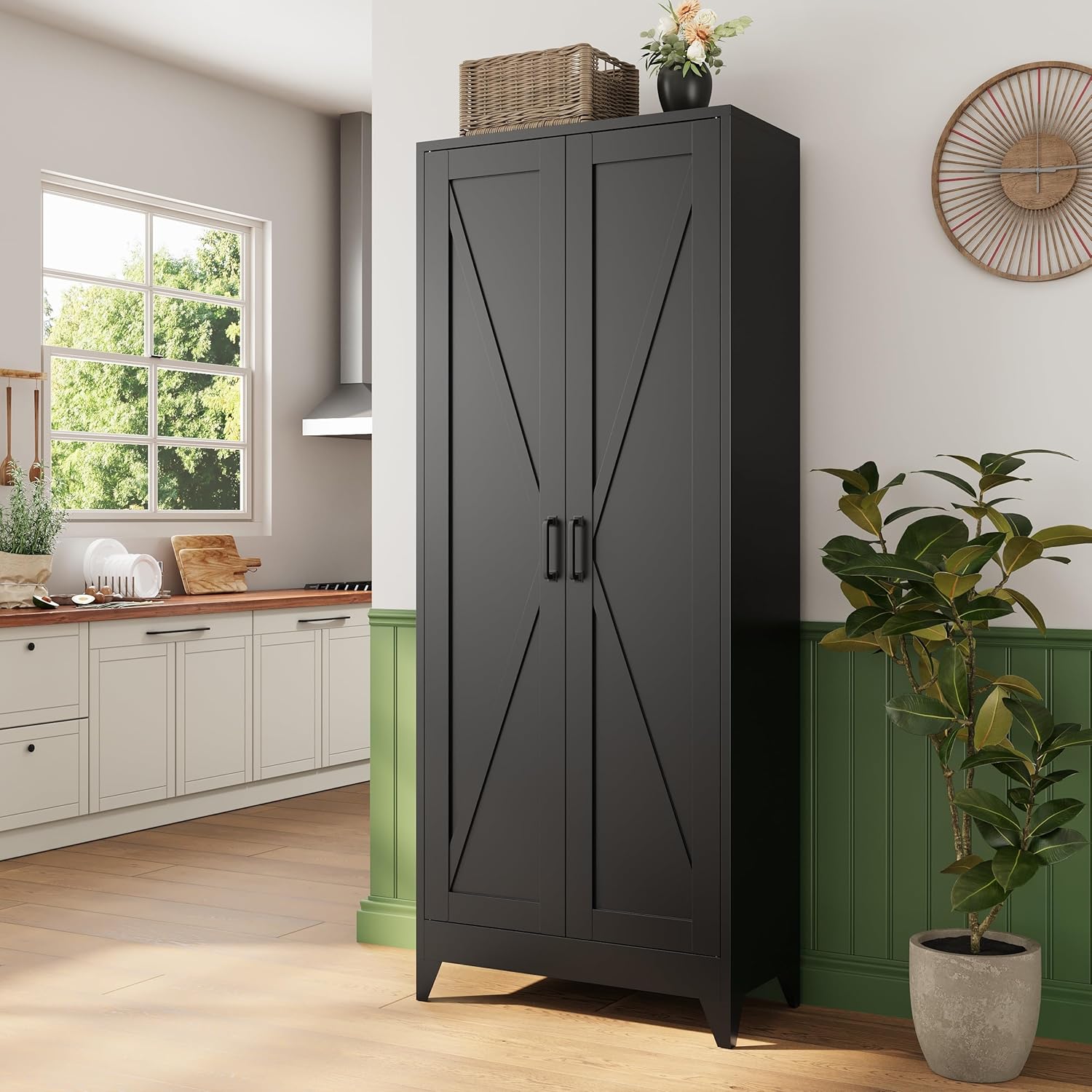 Storage Cabinet with Doors and Shelves,Small Freestanding Bathroom Floor Metal Cabinets -White