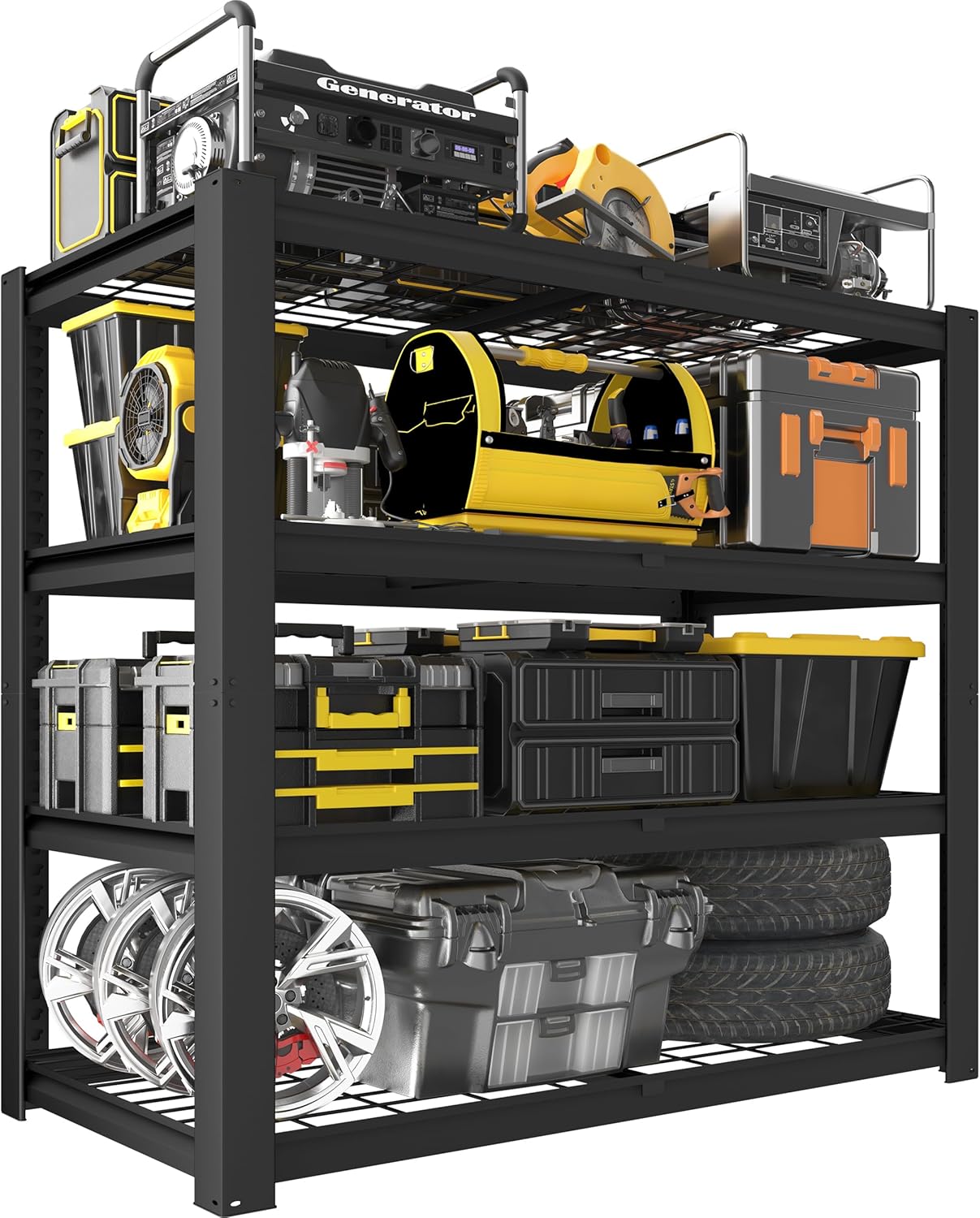 4-Tier Heavy Duty Wire Shelving Unit, Adjustable Garage Storage Rack for Warehouse, Basement & Pantry, 40"W x 20"D x 60"H, Black