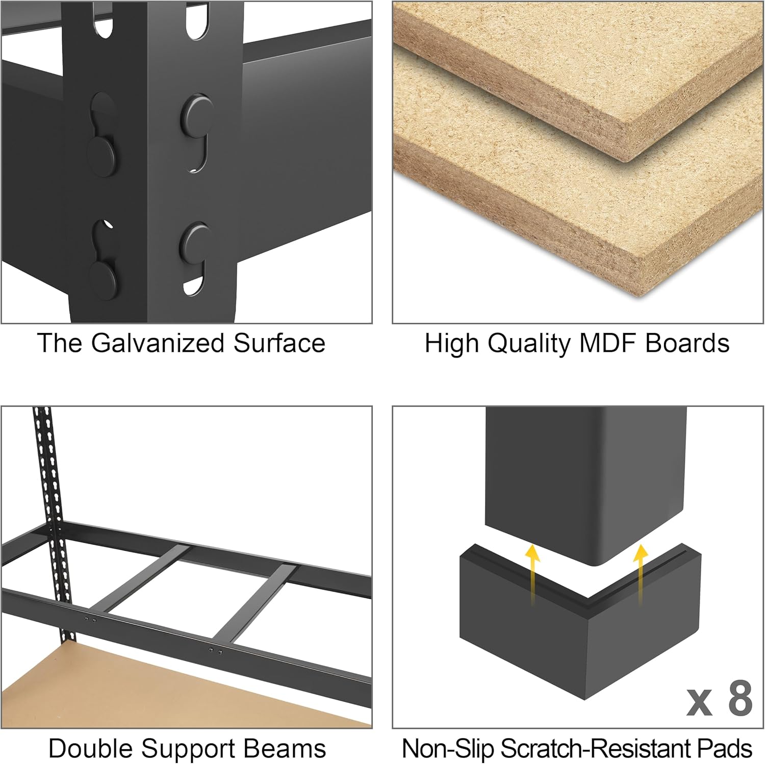 5-Tier Heavy Duty Metal Storage Shelving Unit, Adjustable Garage Utility Rack for Warehouse, Pantry & Closet, 47"W x 23.6"D x 71"H, Black