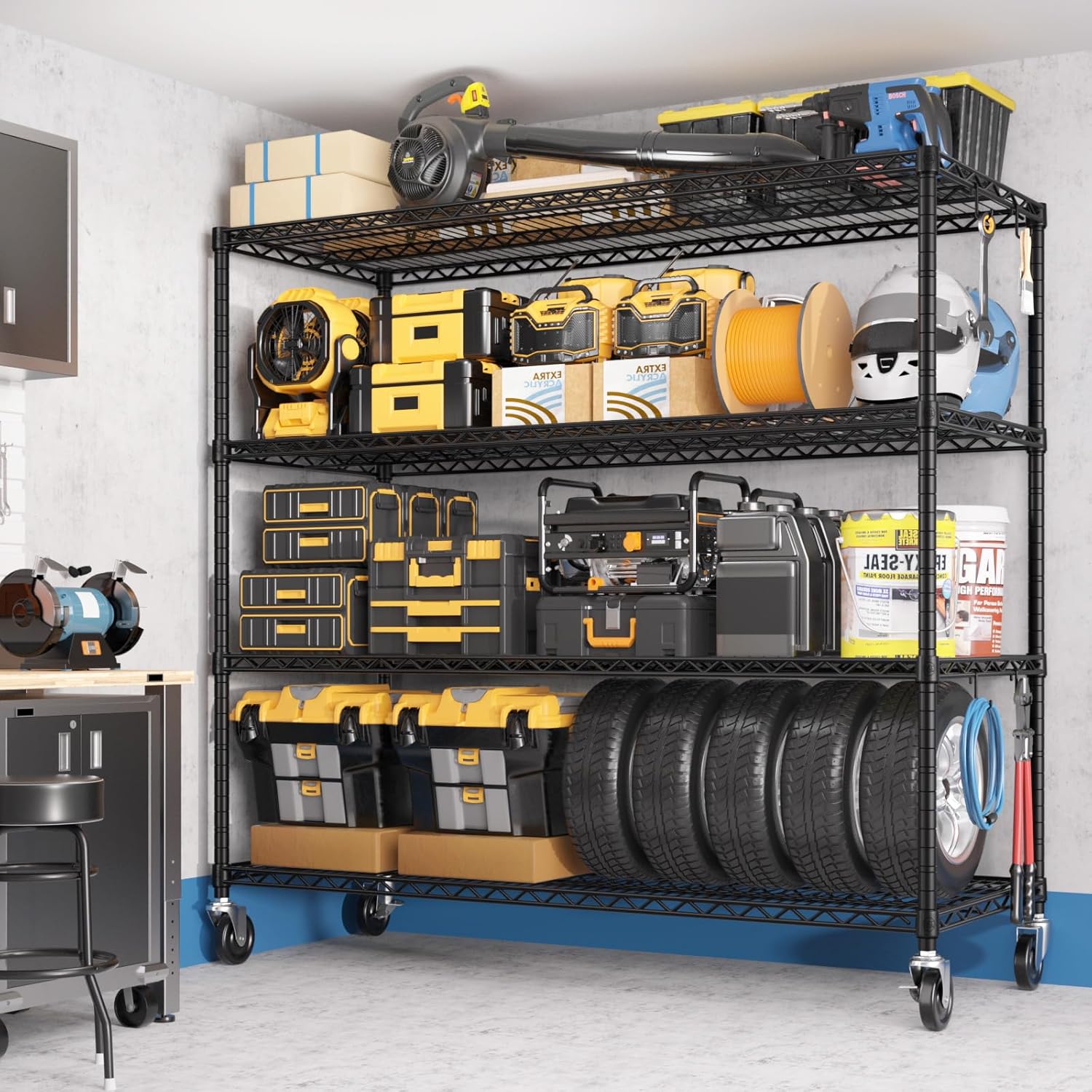 5-Tier Heavy Duty Wire Shelving Unit, Adjustable NSF-Certified Steel Storage Rack for Garage, Kitchen & Pantry, 35.5"W x 14"D x 72"H, Black