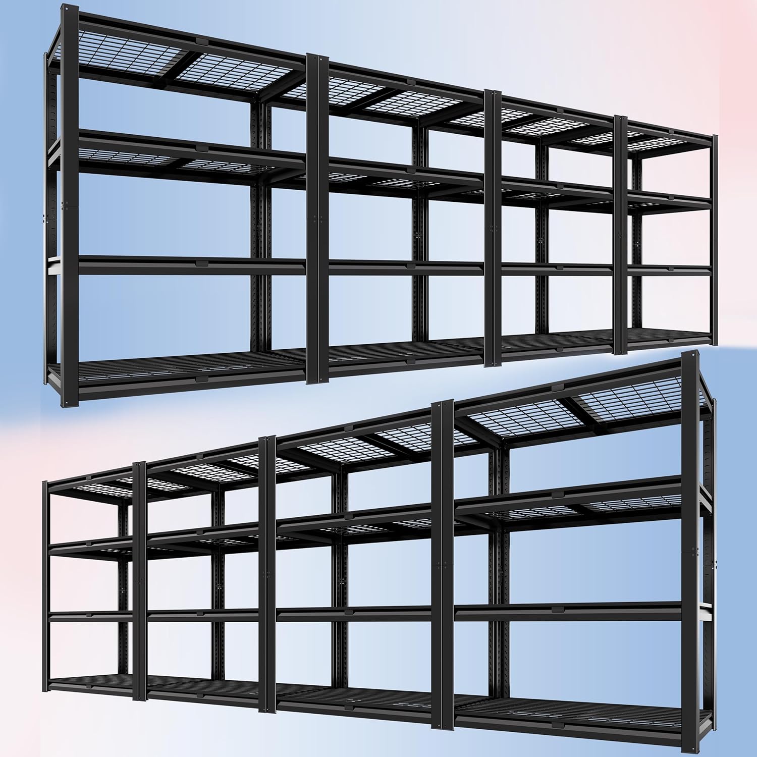 4-Tier Heavy Duty Metal Wire Shelving, Adjustable 2200 lbs Garage Storage Rack for Basement, Pantry & Warehouse, 40"W x 20"D x 60"H