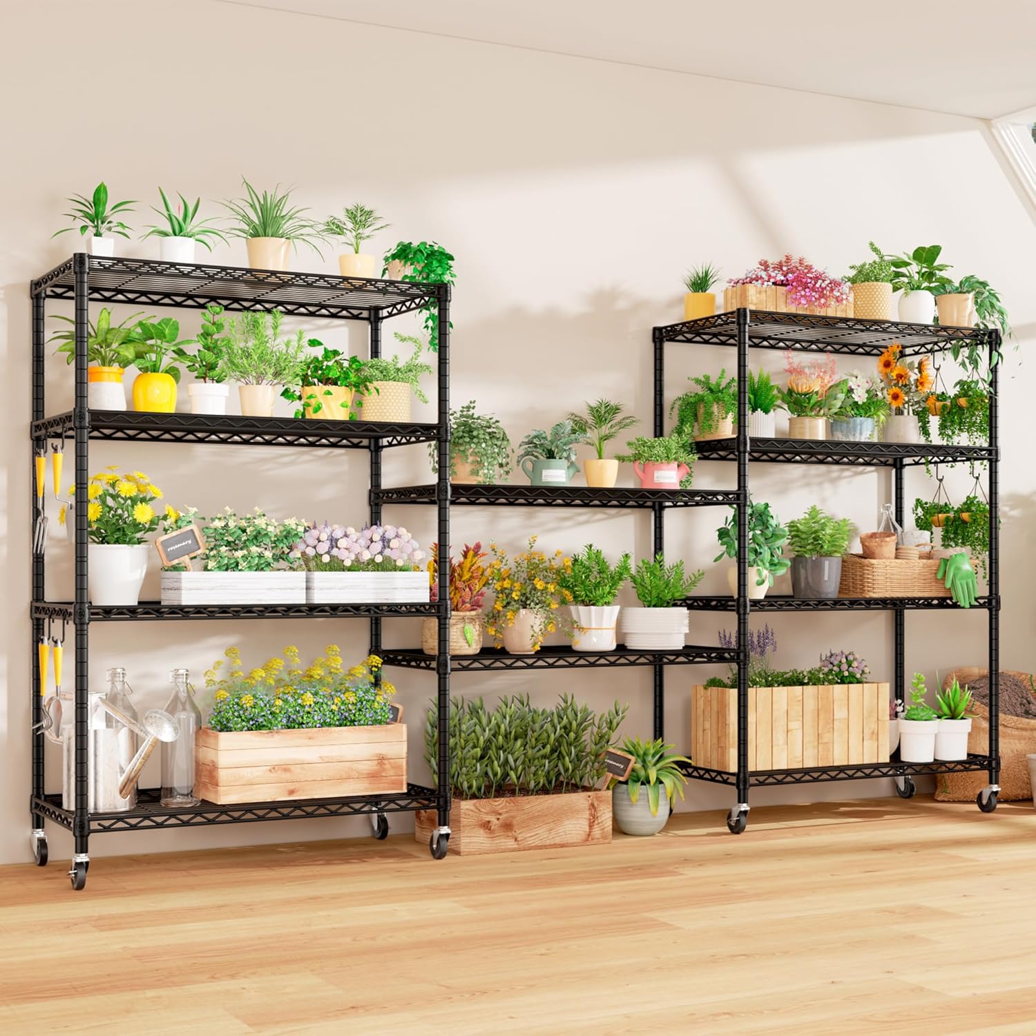 5-Tier Heavy Duty Wire Shelving with Wheels, Adjustable NSF-Certified Rolling Storage Rack for Kitchen, Garage & Laundry, 36"W x 14"D x 74"H