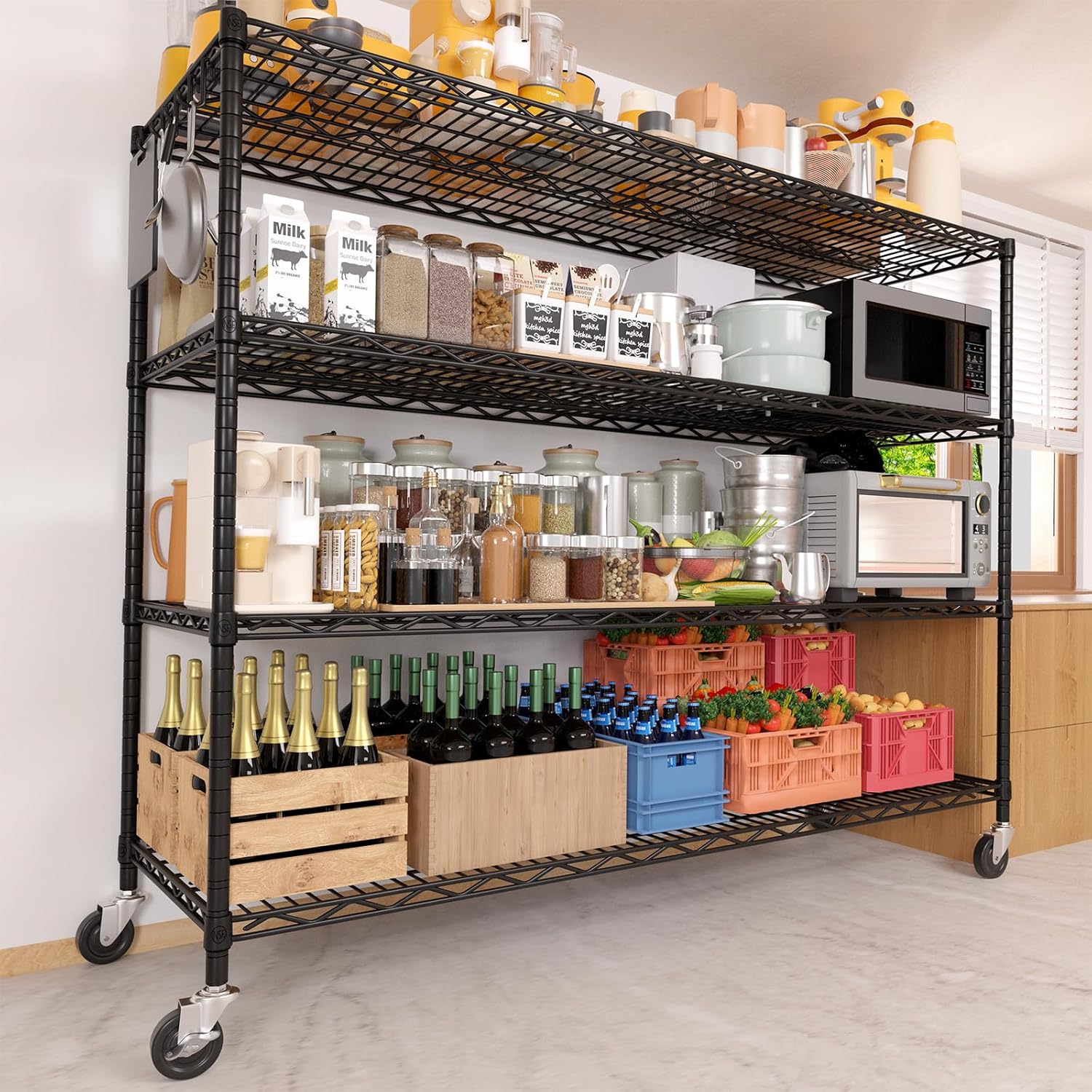 5-Tier Heavy Duty Wire Shelving Unit, Adjustable NSF-Certified Steel Storage Rack for Garage, Kitchen & Pantry, 35.5"W x 14"D x 72"H, Black