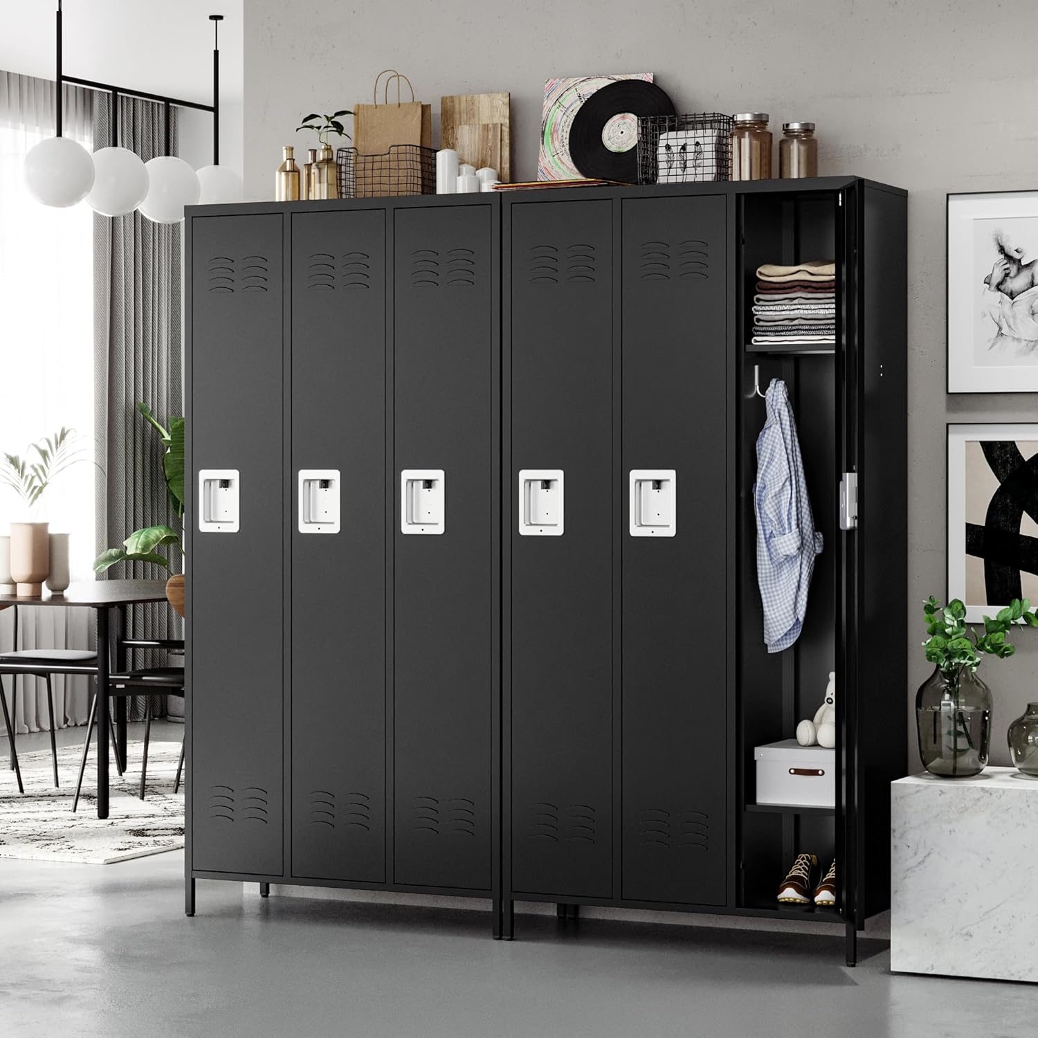 Metal Lockers for Employees-6 Door Storage Locker with Shelves and Lockable Steel Cabinet for School,Gym,Office,Staff (Gray, 6 Door)