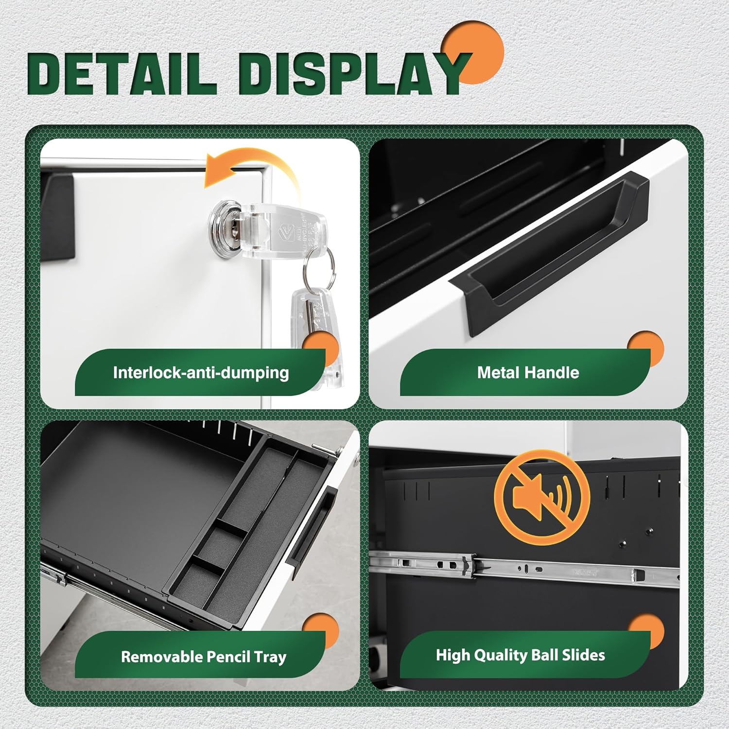 3 Drawer Mobile File Cabinet with Lock,Under Desk Metal Filing Cabinets for Home Office Organizer Letters/Legal/A4((Fully Assembled-Black)